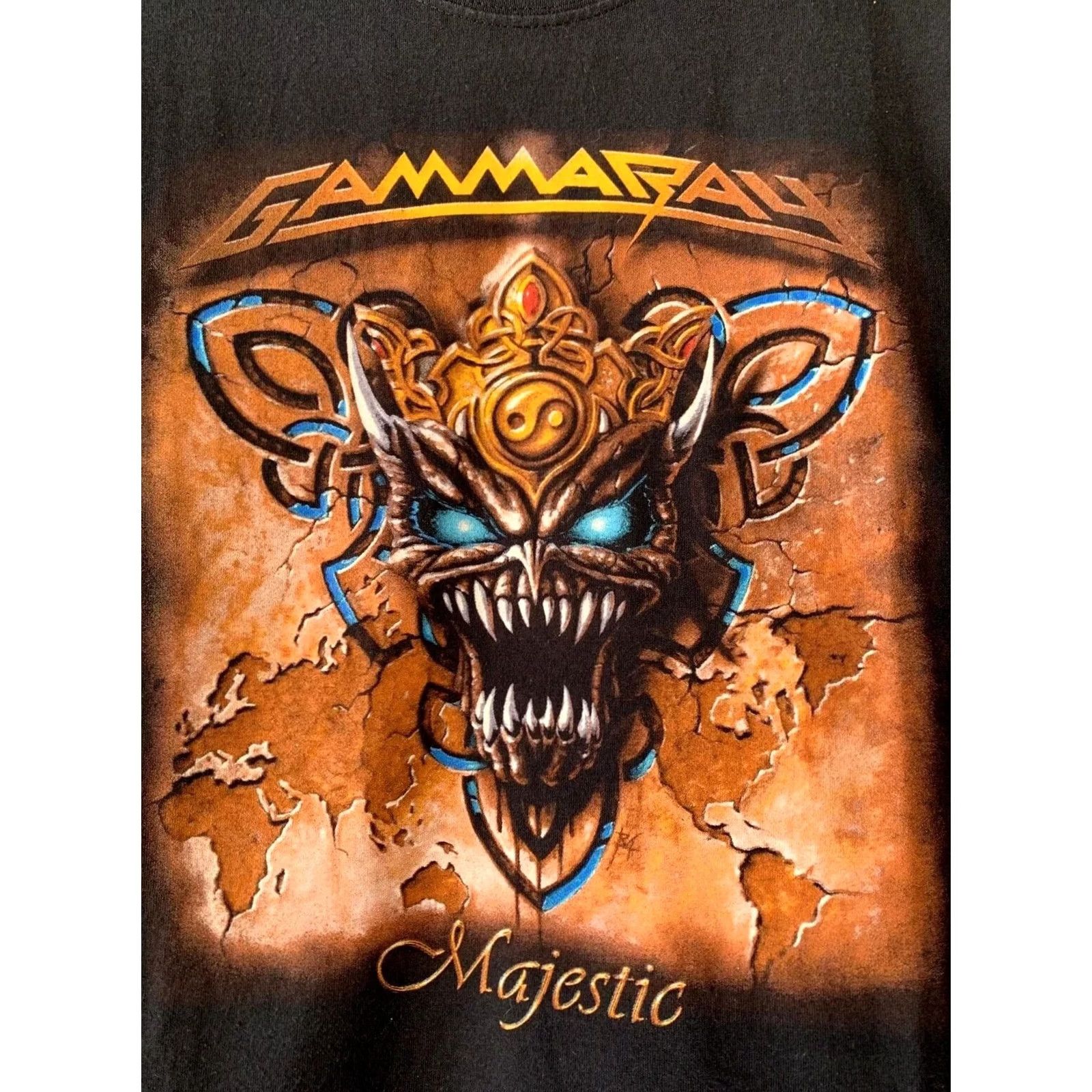 Fruit Of The Loom VINTAGE Gamma Ray Majestic World Tour Band Tee T-Shirt Men XL Black Cotton Fruit of the Loom Crew Neck Short Sleeve Size US XL / EU 56 / 4 - 4 Thumbnail