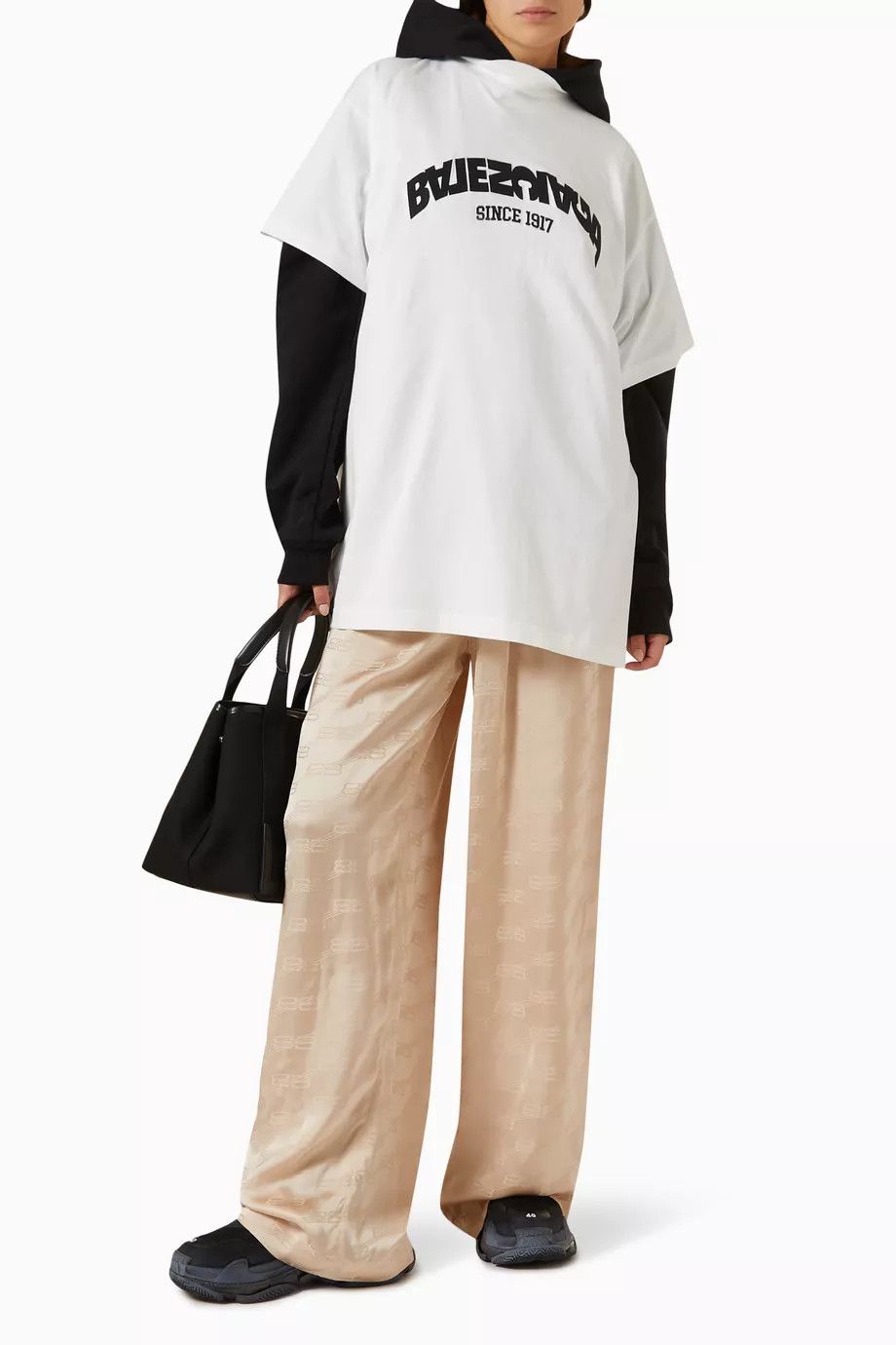 Balenciaga o1bcso1str0125 Unisex Back Flip T-Shirt Oversized in White Size US L / EU 52-54 / 3 - 4 Thumbnail
