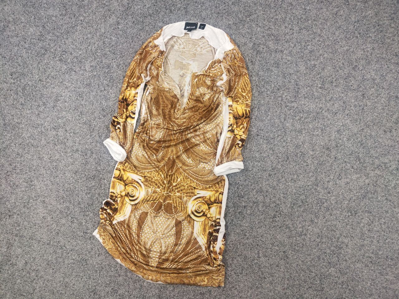 Just Cavalli Just Cavalli Design cocktail midi dress gold pattern sleeves Size S / US 4 / IT 40 - 3 Thumbnail