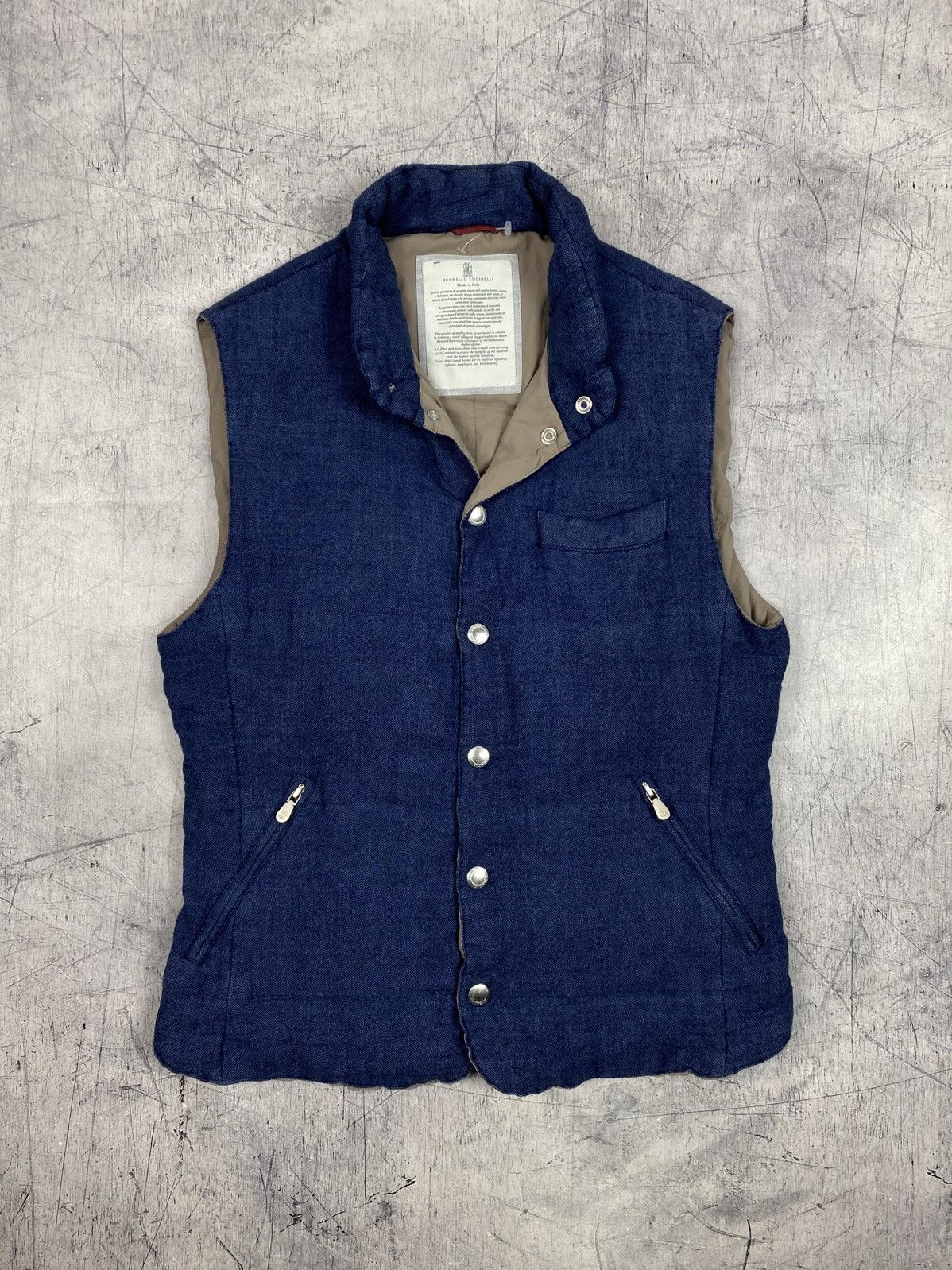 Brunello Cucinelli Brunello Cucinelli Linen Wool Silk Down Padded Vest Size US M / EU 48-50 / 2 - 2 Thumbnail