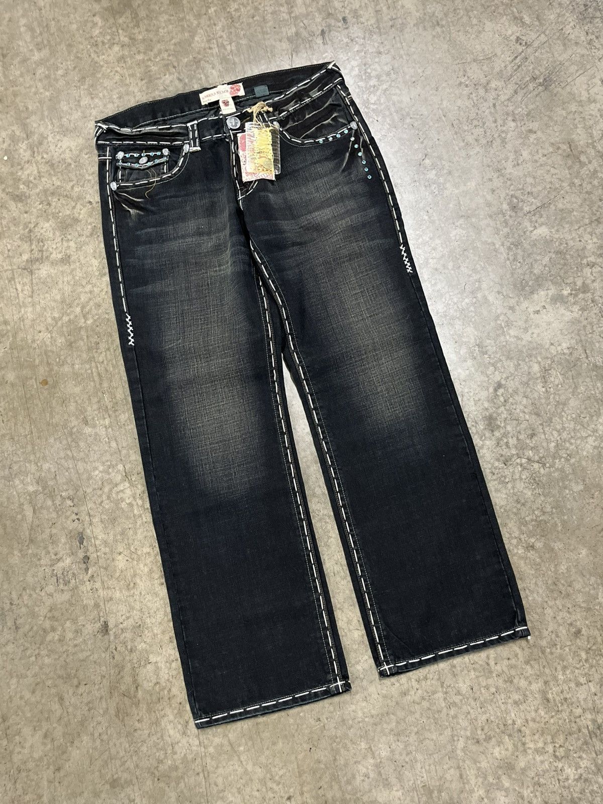 True Religion Y2k baggy fit embroidered denim skater hype rare opium Size US 36 / EU 52 - 8 Thumbnail