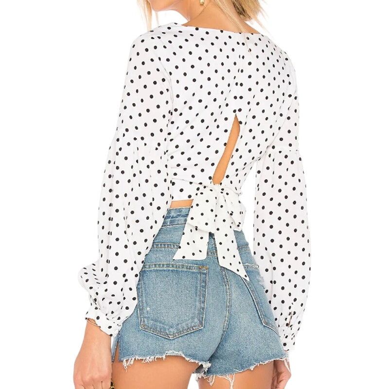 superdown Superdown Yasmin Tie Back Crop Top in White & Black, Size XS Size XS / US 0-2 / IT 36-38 - 2 Thumbnail