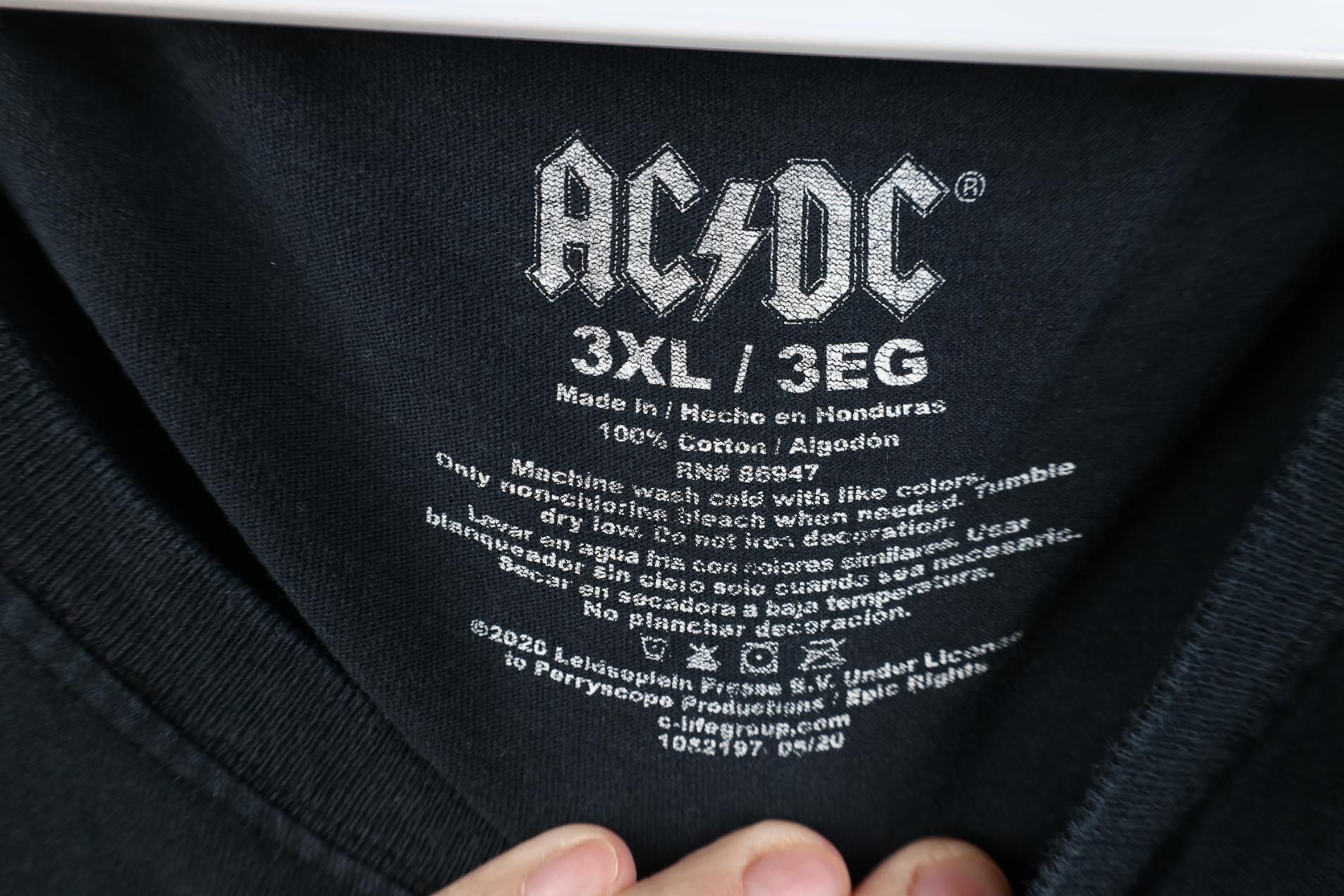 Vintage Retro Y2K Spell Back In Black ACDC Band Short Sleeve T-Shirt Size US XXL / EU 58 / 5 - 7 Thumbnail