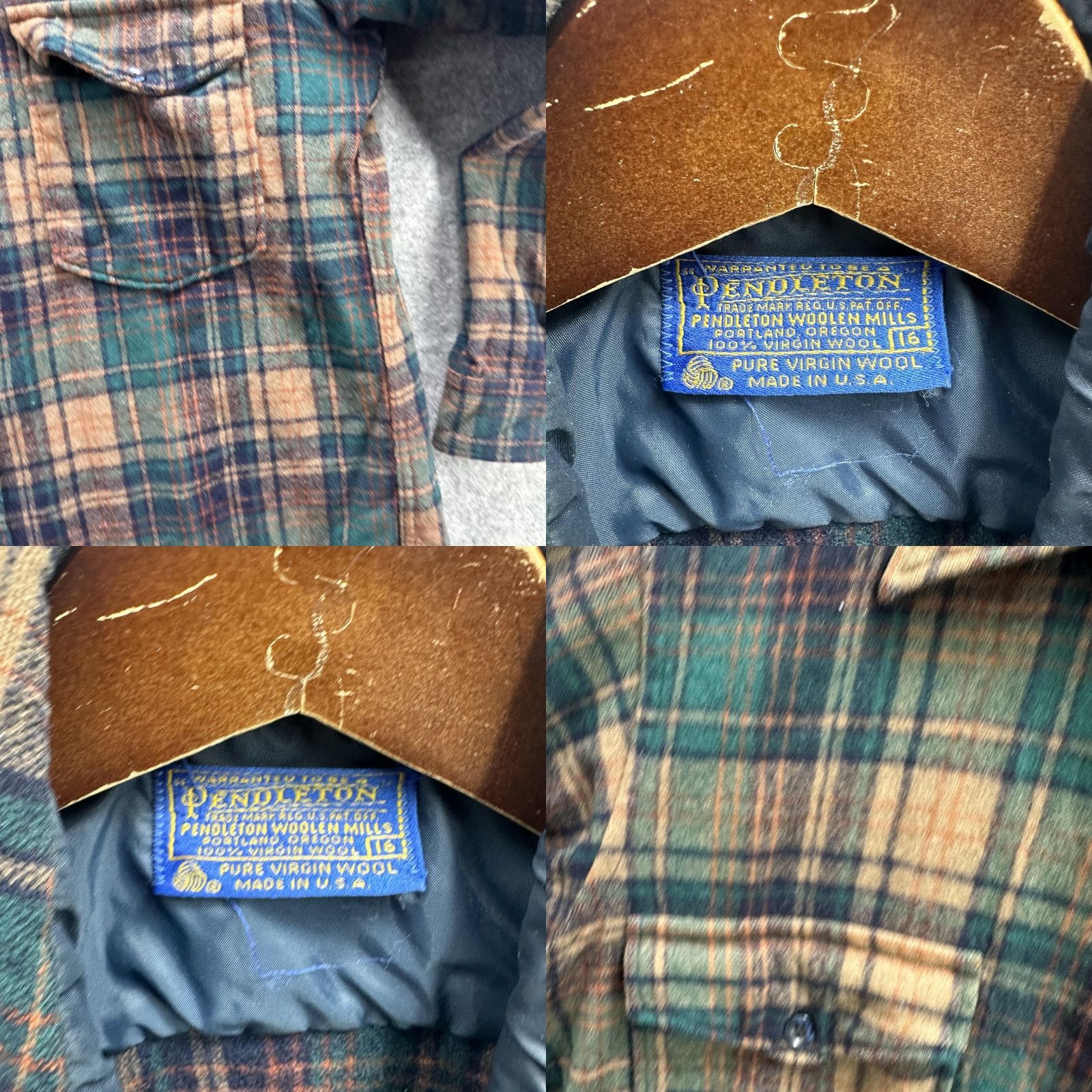 Pendleton VINTAGE Pendleton Jacket Mens L Green Brown Plaid Wool Lined Shirt 70s Size US L / EU 52-54 / 3 - 8 Thumbnail