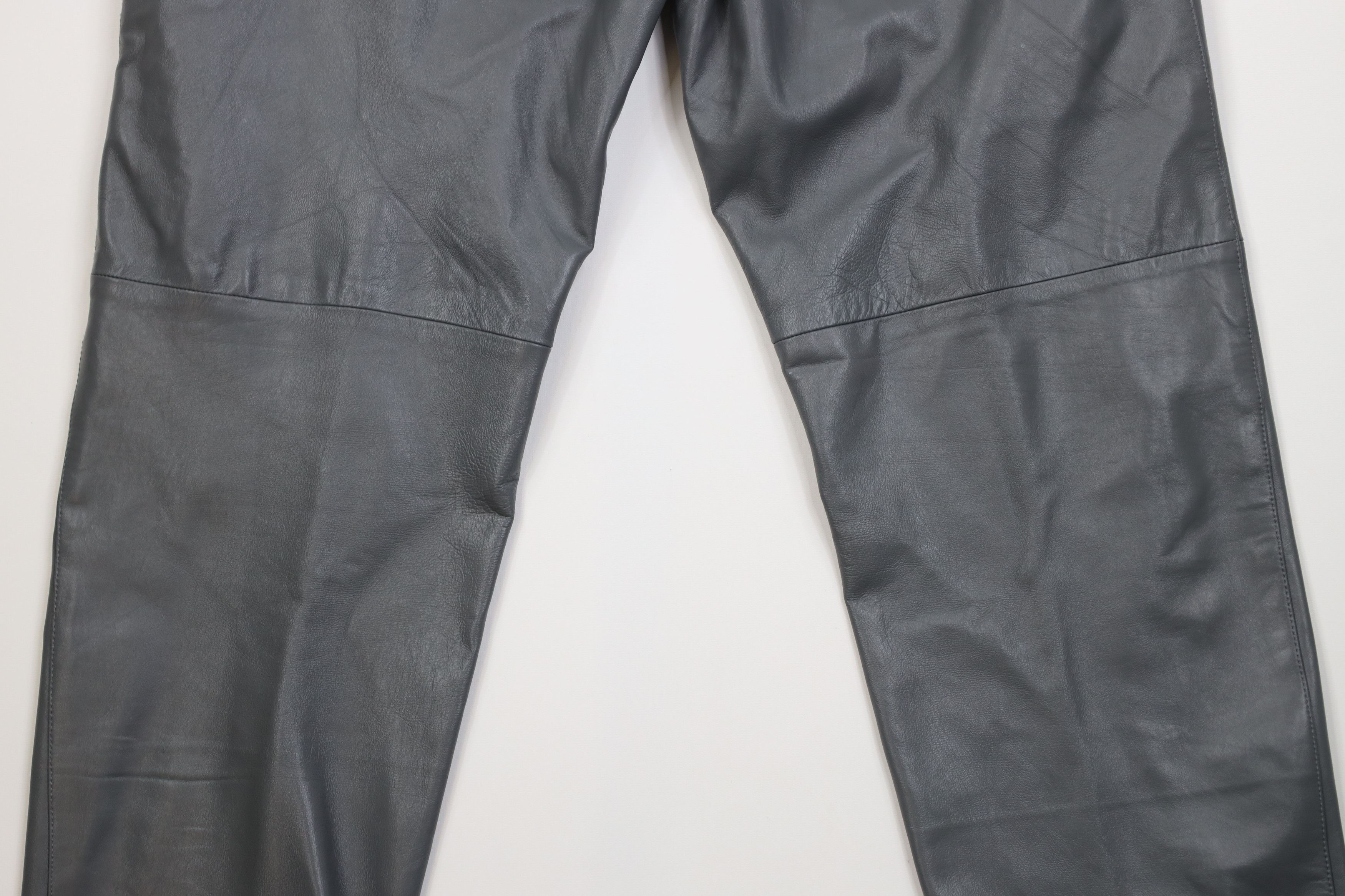 Vintage Vintage 90s Streetwear Blank Wide Leg Leather Pants Gray Size US 36 / EU 52 - 13 Thumbnail