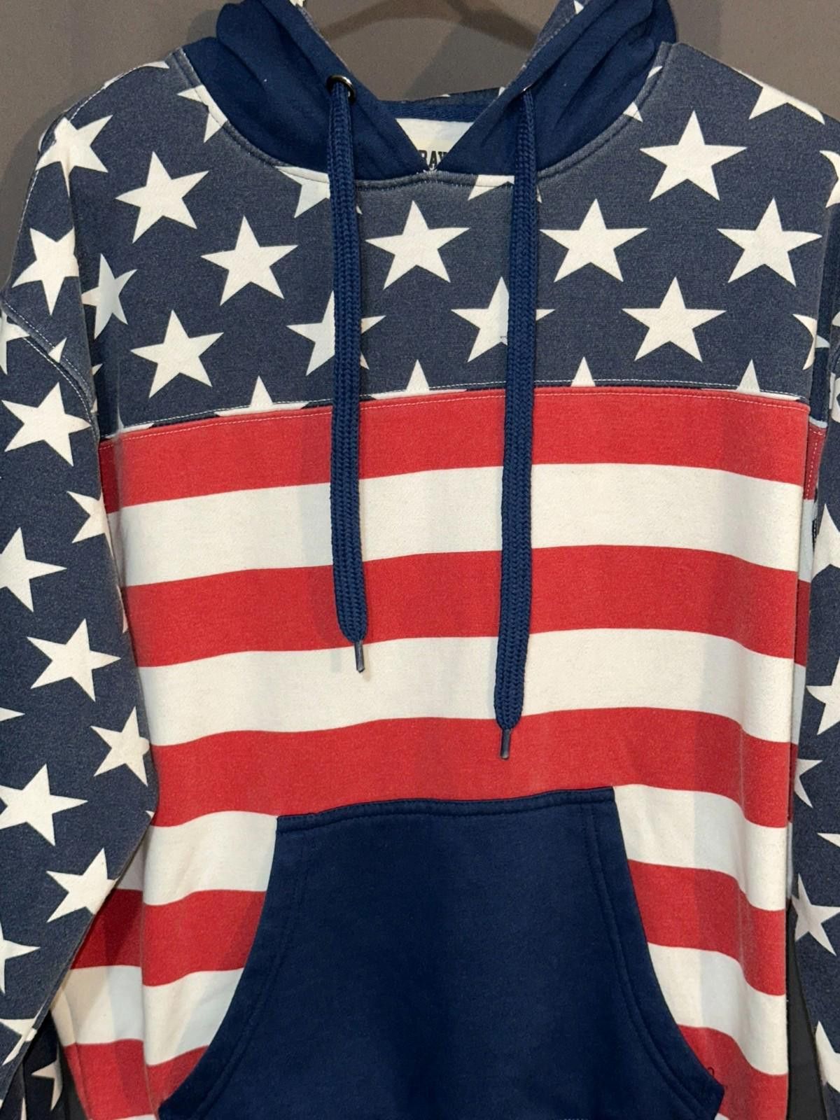 Designer BLUE BAY Flag Hoodie M | Patriotic Streetwear Size US M / EU 48-50 / 2 - 2 Thumbnail