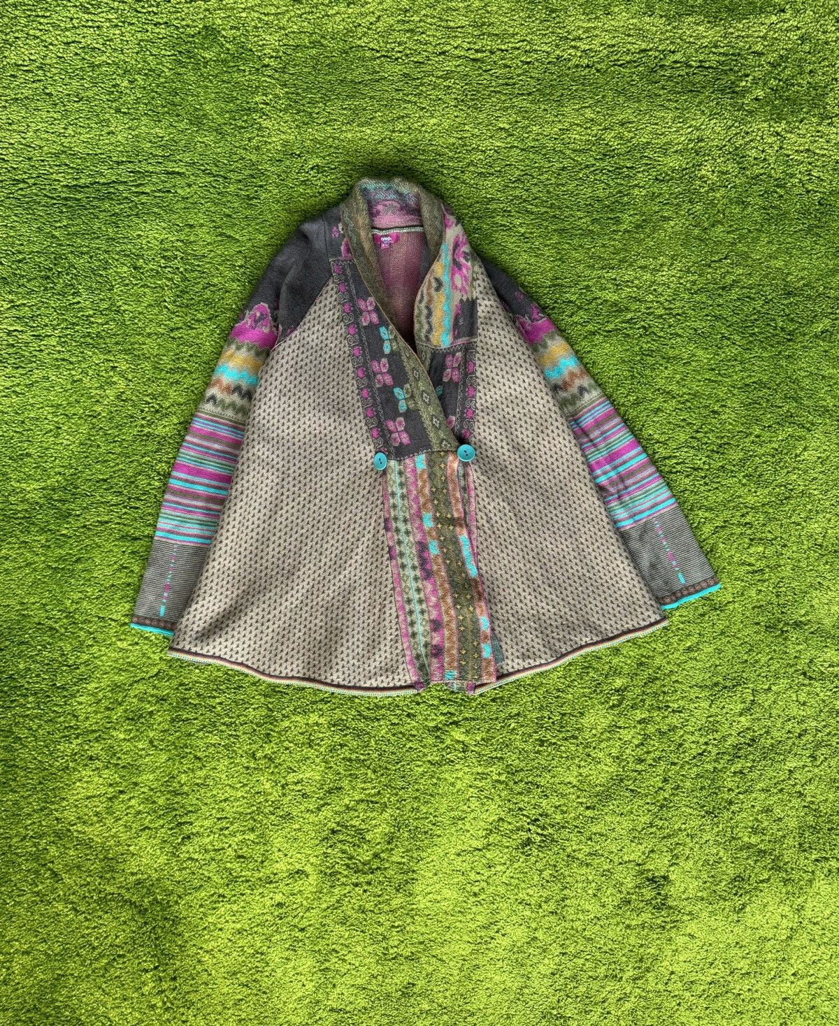 Designer × Vintage Ivko avant garde 100% wool coloured cardigan sweater Size M / US 6-8 / IT 42-44 - 1 Thumbnail