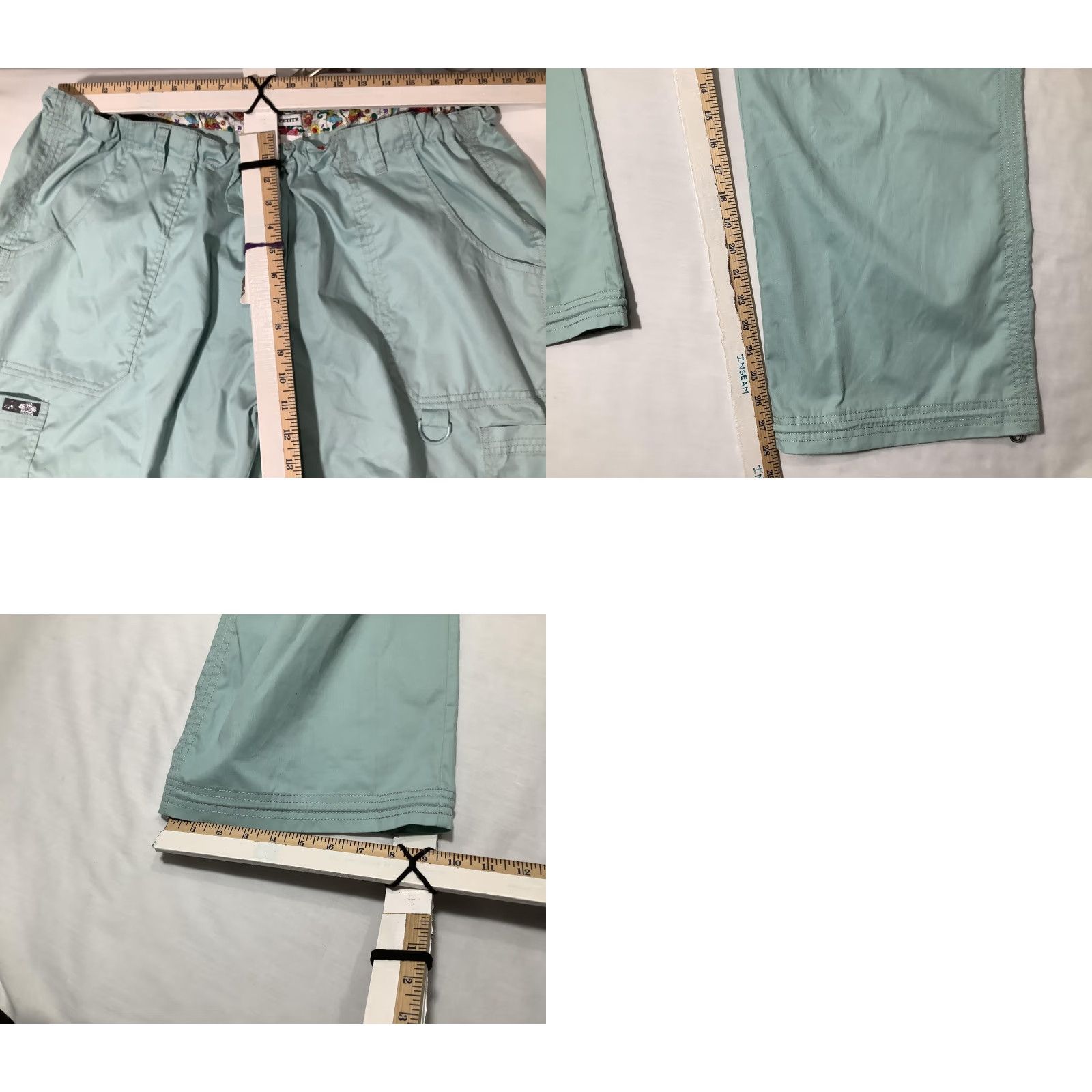 Koio Koi Scrub Pants Womens 3X Petite Aqua Cargo Drawstring Nursing Medical Green Pocketed Workwear Womens Size 40" / US 18 - 8 Thumbnail