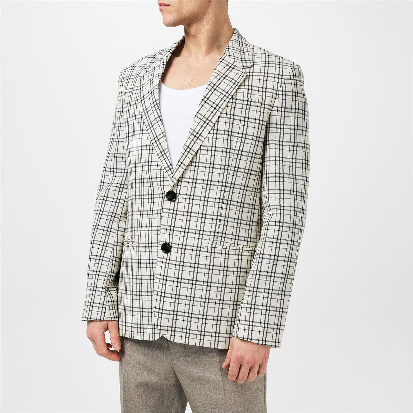 AMI o1g2r1mq0326 Check Virgin Wool Single Breasted Blazer Size US XL / EU 56 / 4 - 3 Thumbnail