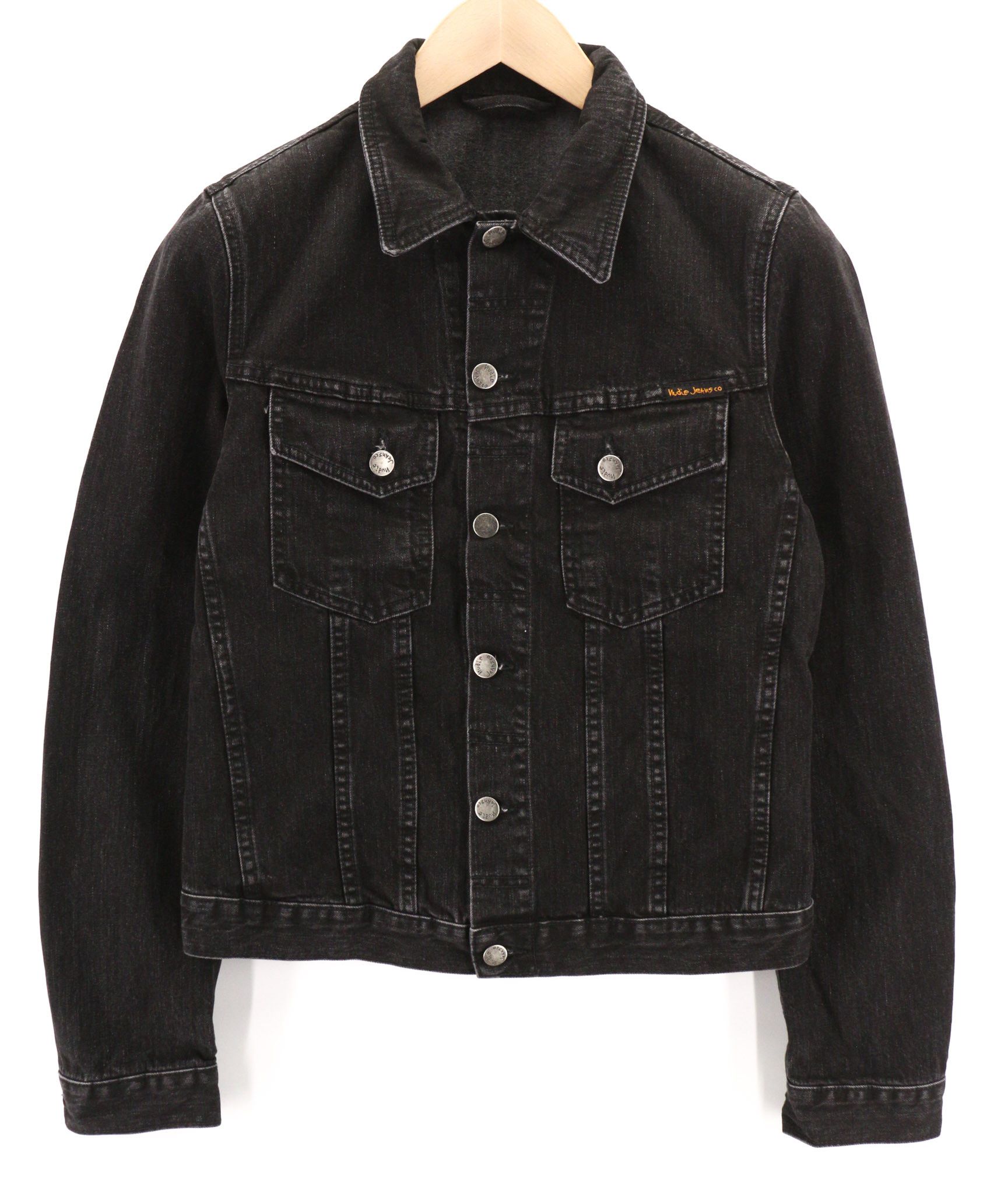 Nudie Jeans PERRY BLACK STONE S Denim Black Cotton Faded Jacket 80768 Size US S / EU 44-46 / 1 - 1 Thumbnail