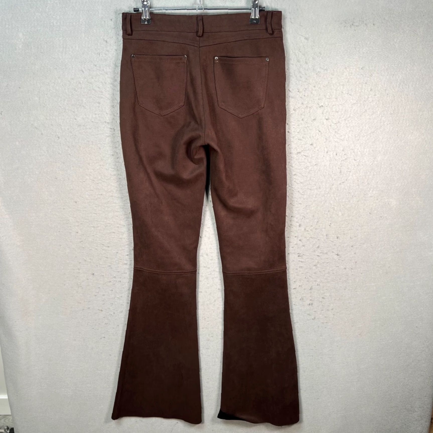 Zara Zara Woman Size 4 Brown Faux Suede Flare Pants Pants Women Brown Flared 27 in Inseam 33 in Polyester, Faux Suede Vintage No Size 27" / US 4 / IT 40 - 2 Thumbnail