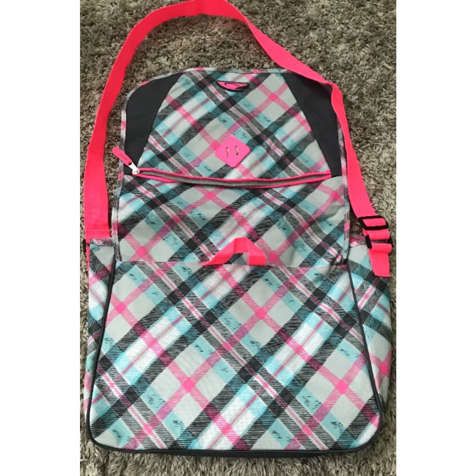 Pinko Crossbody Messenger School Bag Pink Gray Plaid Adjustable Strap Compartments Size ONE SIZE - 5 Thumbnail