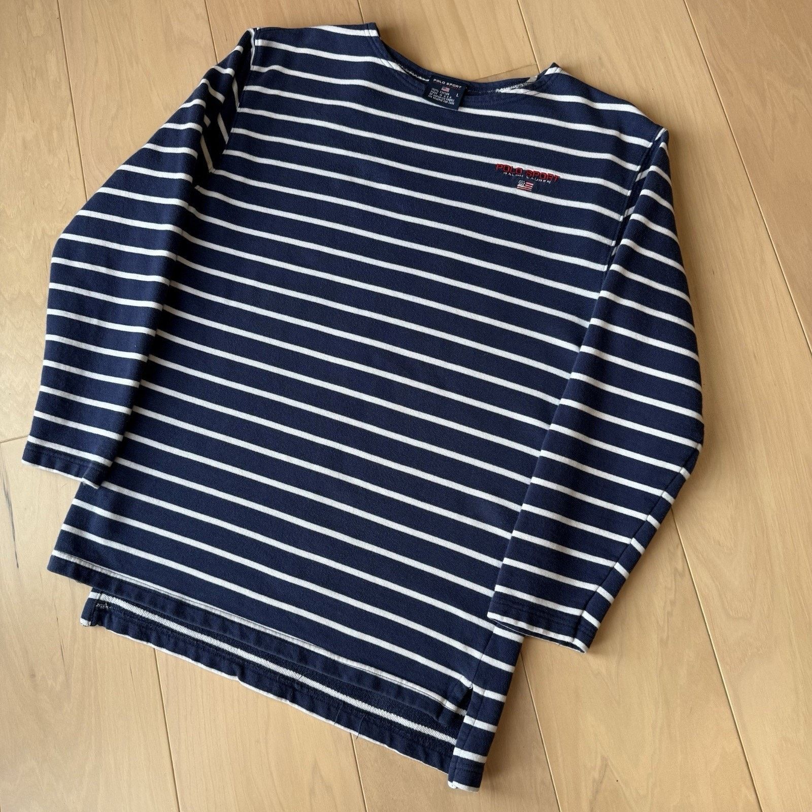 Polo Ralph Lauren Vintage Polo Sport Shirt Women's L Navy Striped Long Sleeve Size L / US 10 / IT 46 - 8 Thumbnail