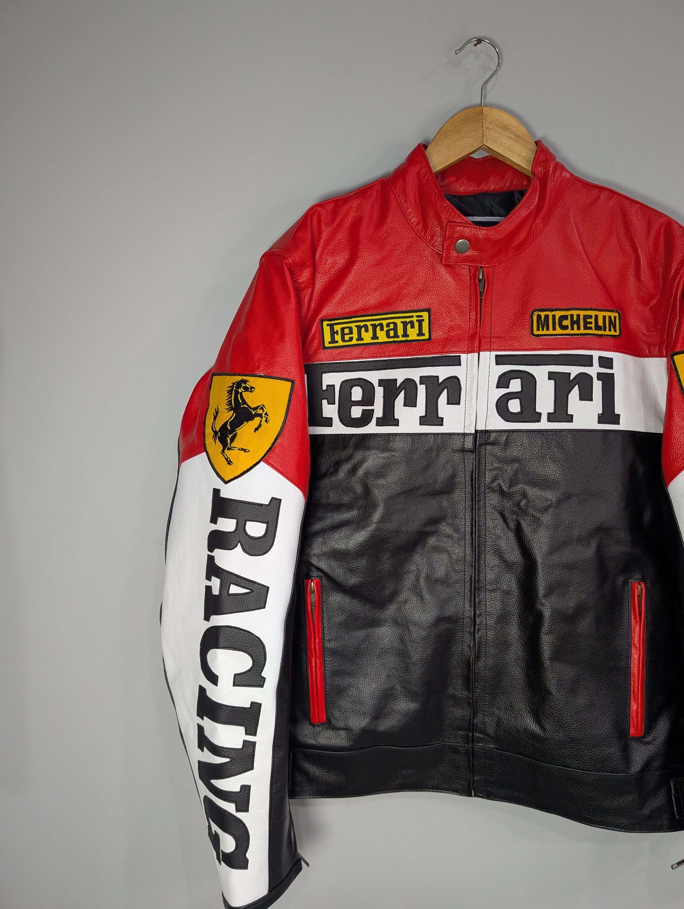 Vintage 🔥Ferrari 🔥 Vintage F1 Racing Real Cowhide Leather Jacket Size US L / EU 52-54 / 3 - 4 Thumbnail