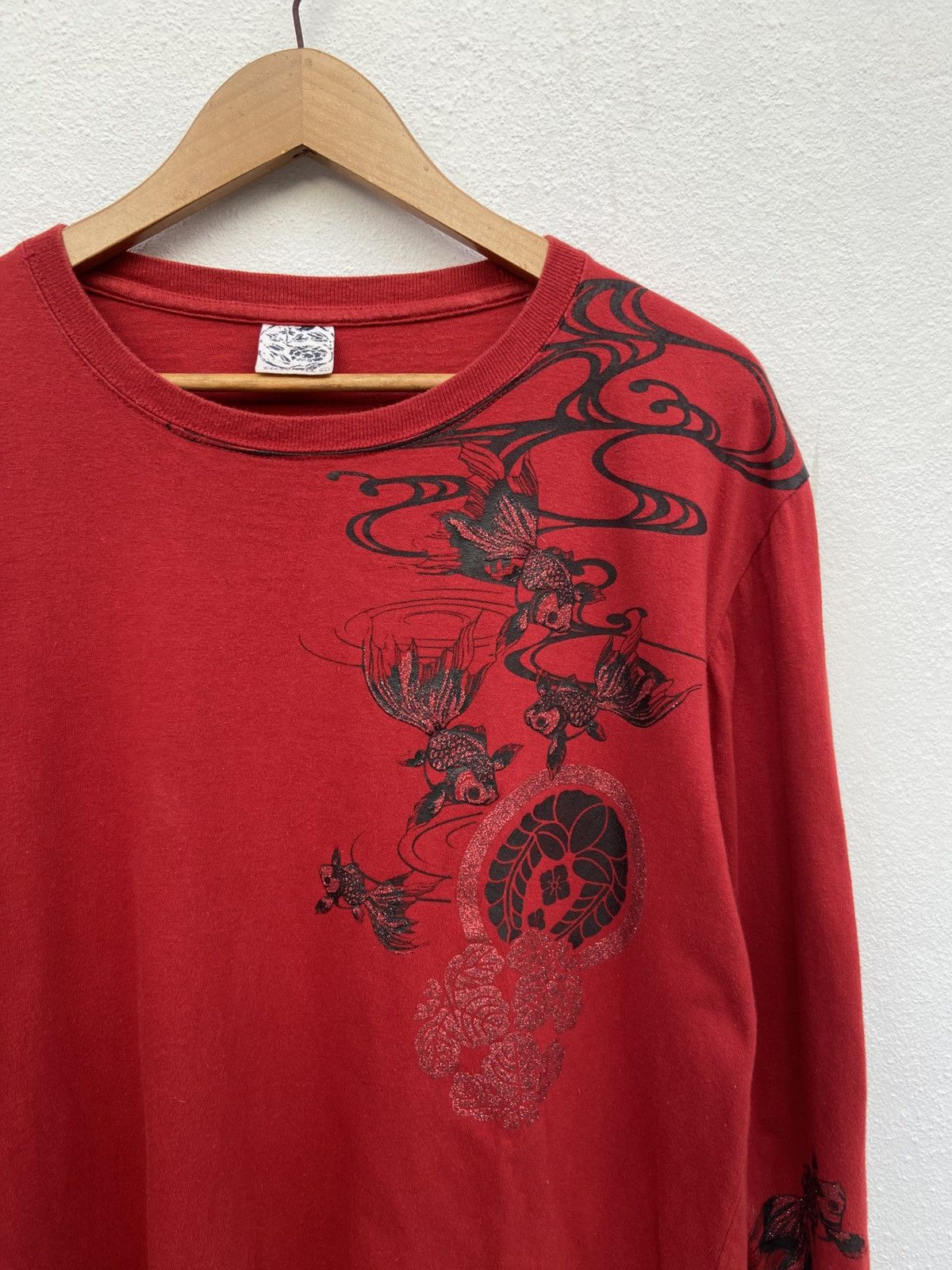 If Six Was Nine 🔥 Vintage Sukajan t shirt long sleeve Fish Koi motive beast Size US L / EU 52-54 / 3 - 9 Thumbnail