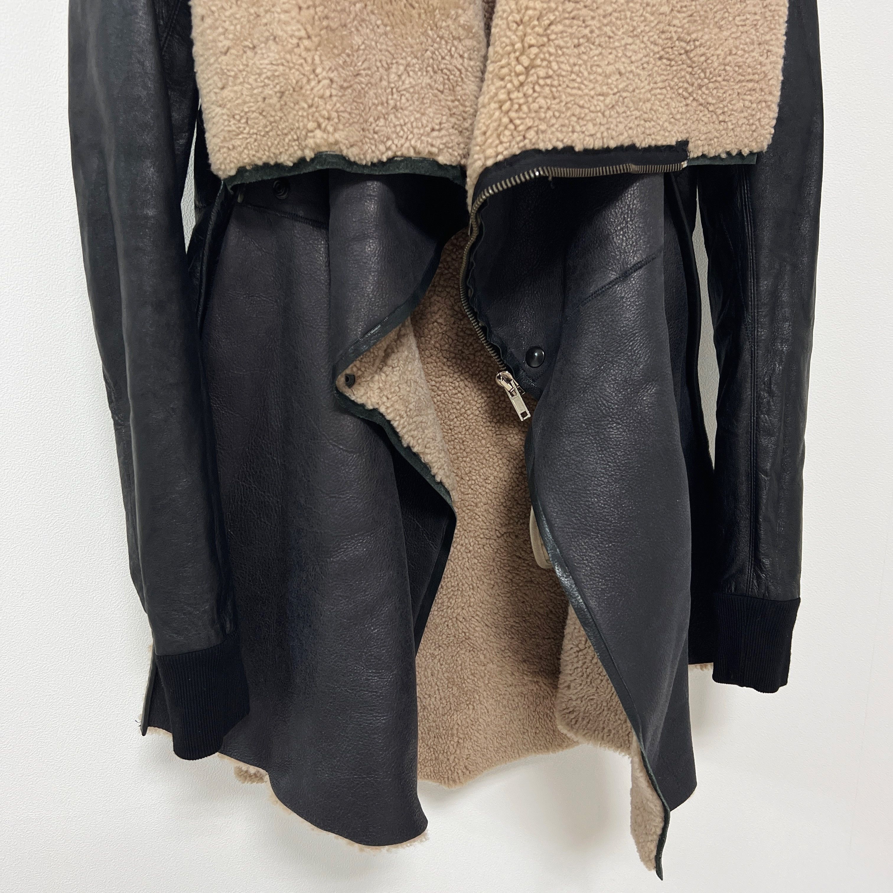 Rick Owens Rick Owens 10FW Long Shearling Moto Car Coat Size XS / US 0-2 / IT 36-38 - 5 Thumbnail