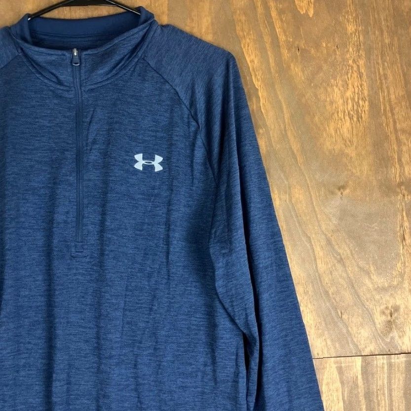 Under Armour Under Armour Mens Shirt Blue 1/4 Zip Tech Heat Gear Mock Neck Pullover XL Size US XL / EU 56 / 4 - 5 Thumbnail