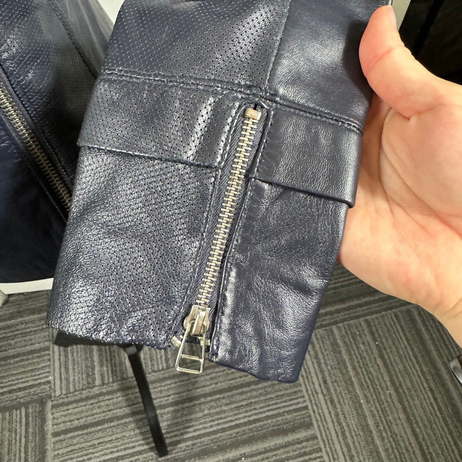 Other Philippe Adec navy blue 100% leather moto jacket size 4 Size S / US 4 / IT 40 - 5 Thumbnail
