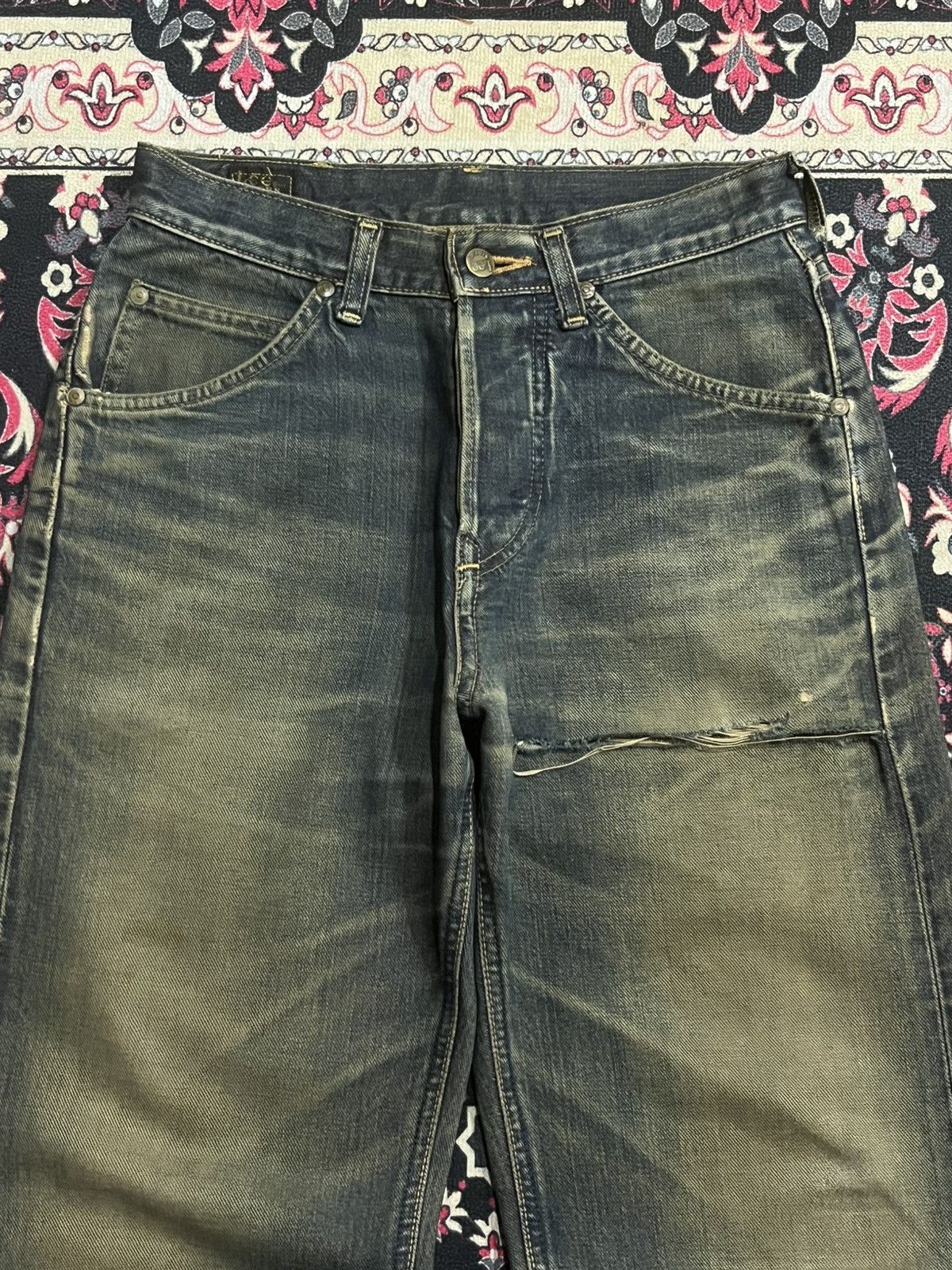 Vintage ⚡️Selvedge⚡️Vintage Lee Riders Sanforized Mud Washed Jeans Size US 27 - 5 Thumbnail