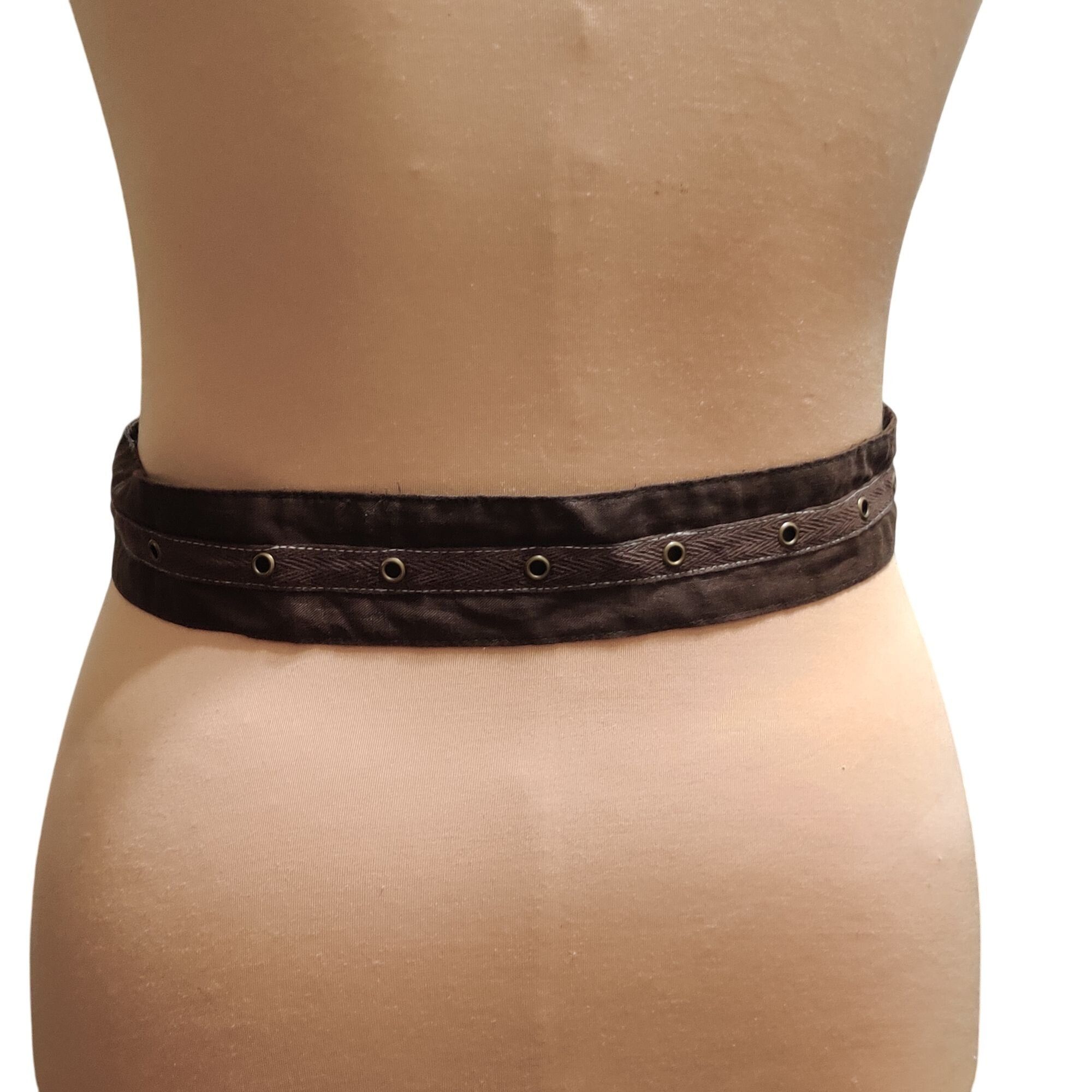 Other Womens Brown Eyelet Belt Marbled Buckle Y2K Grunge Bohocore Size ONE SIZE - 4 Thumbnail