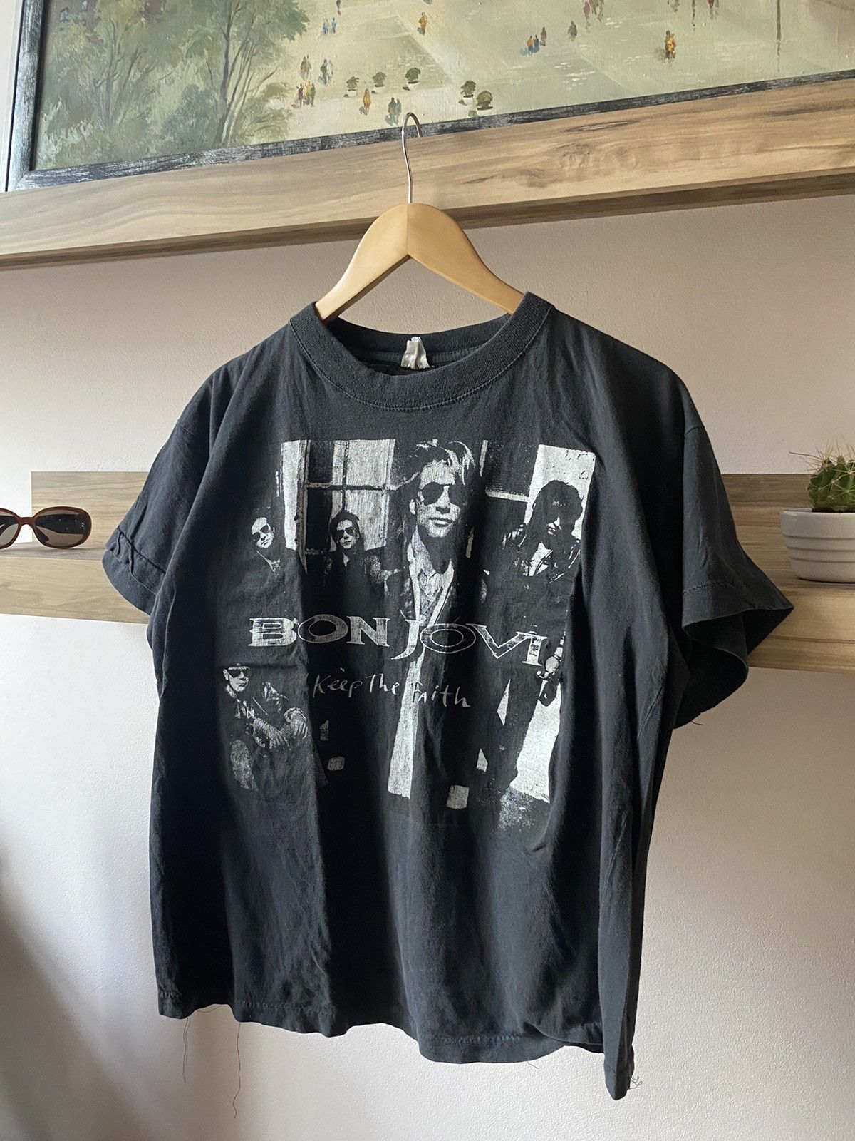 Band Tees × Vintage Vintage Single Stitch Bon Jovi T-Shirt 1992 Keep The Faith Size US M / EU 48-50 / 2 - 1 Thumbnail
