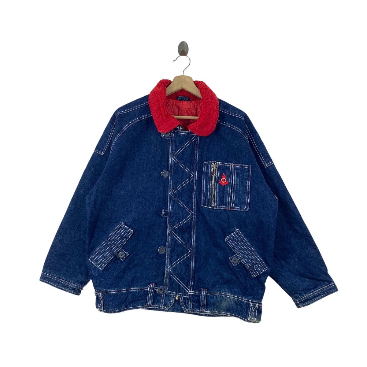 Vintage Vintage INDIGO DENIM Workwear Jacket Boa Collar Quilted Size US XXL / EU 58 / 5 - 3 Thumbnail