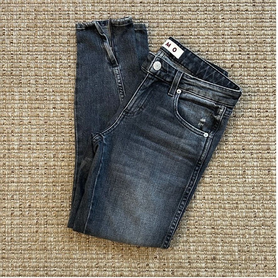 AMO AMO Denim Twist Zip Skinny Jeans in Smoke — Size 26 Size 26" / US 2 / IT 38 - 1 Thumbnail