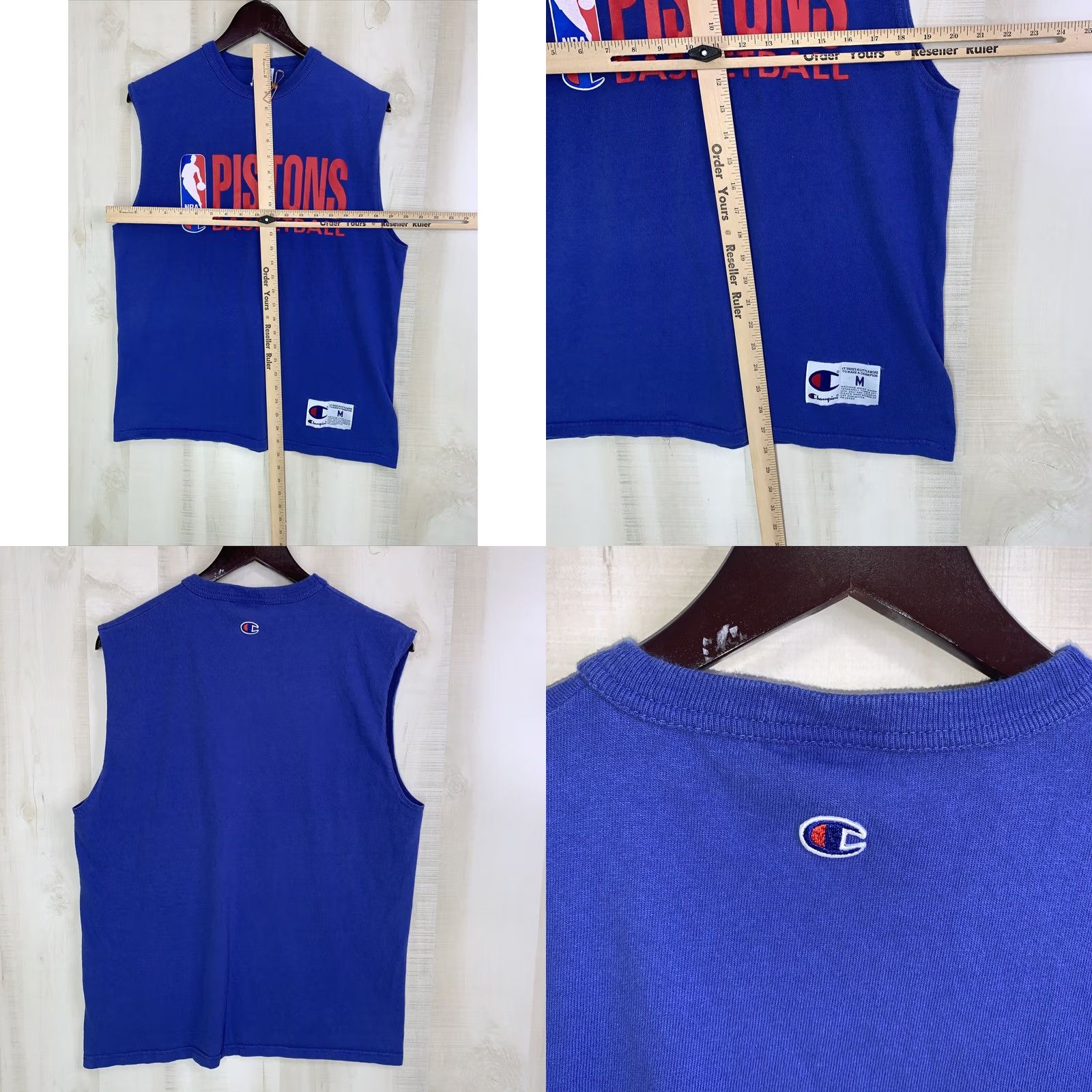 Champion VINTAGE Champion Detroit Pistons Basketball Tank Top Mens USA 90s Blue Crew Neck Cotton Blend Shirt M Blue Pistons 90s Sports Mens Size US M / EU 48-50 / 2 - 8 Thumbnail