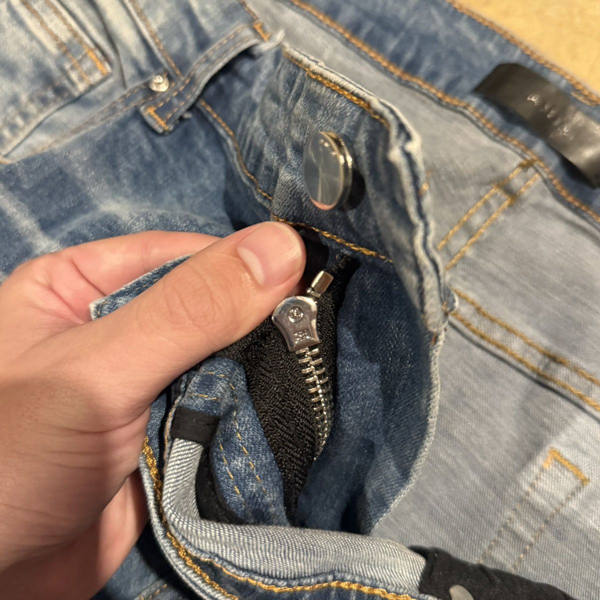 Amiri Amiri MX1 Thrasher Leather Biker Patch Faded Slim Jeans Size US 40 / EU 56 - 8 Thumbnail