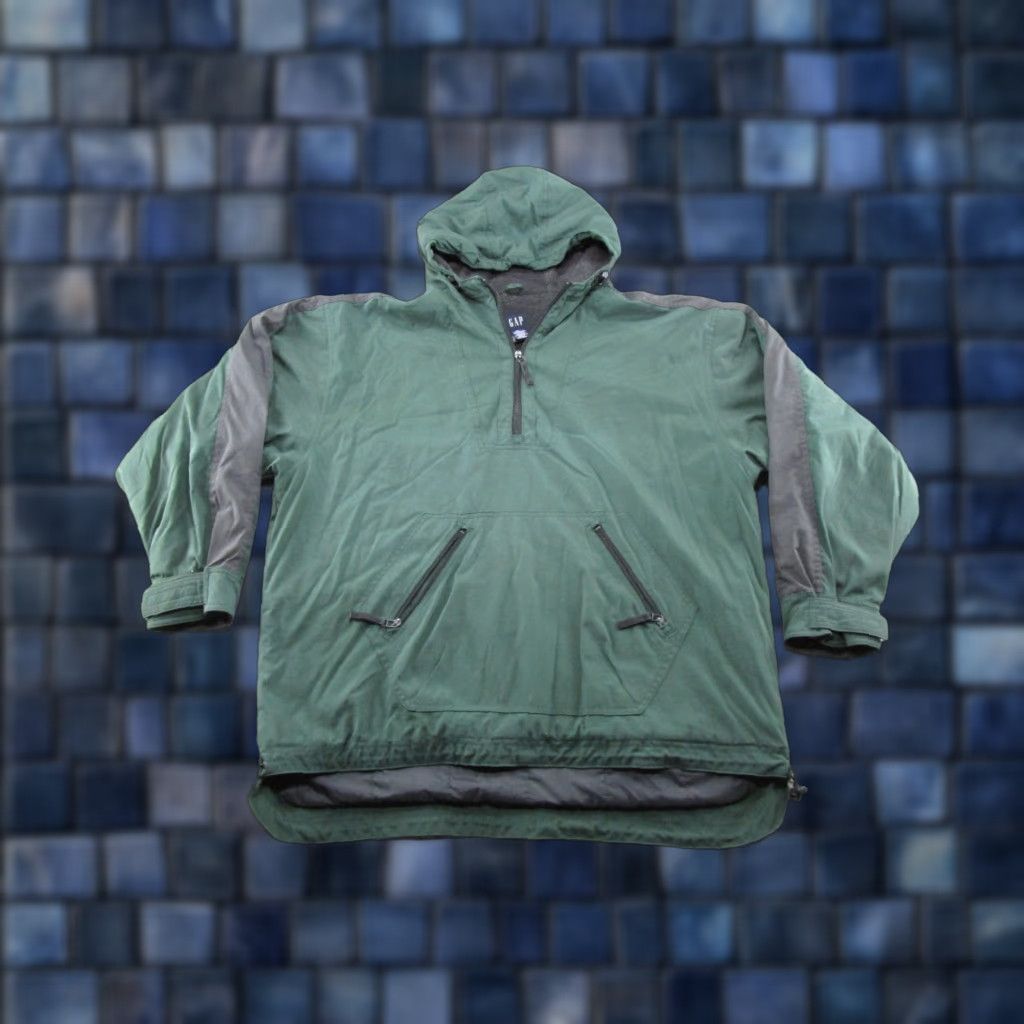 Gap VINTAGE Gap Jacket Main Selling Point: Hooded Nylon Anorak Mens XL Green 90s 1/4 Zip Pockets Zipper Drawstring Hem Winter Fall Outdoors Size US XL / EU 56 / 4 - 1 Thumbnail