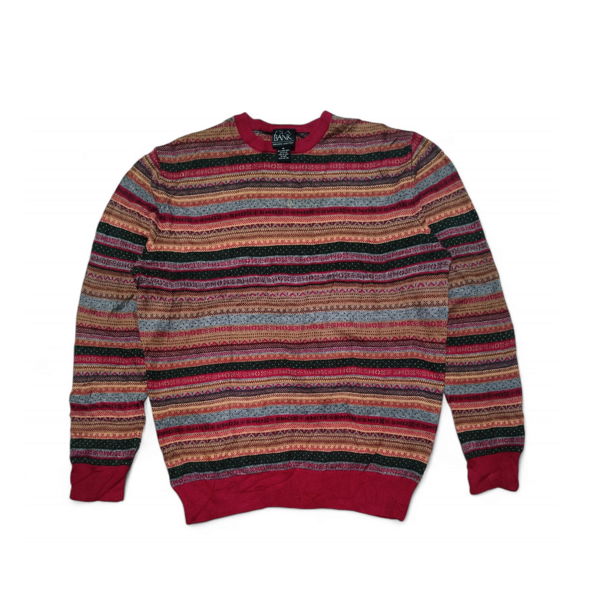 Jos. A. Bank Vintage 90s JOS A BANK Aztec Ethnic Motifs Knit Sweater Size US M / EU 48-50 / 2 - 1 Thumbnail