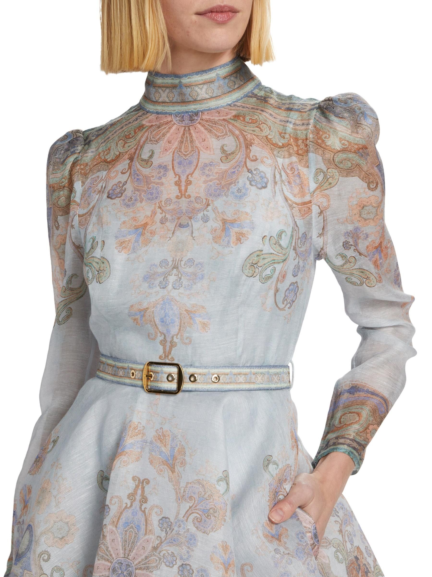Zimmermann oc11z0825 Eden Belted Mini Dress in Multicolor Size M / US 6-8 / IT 42-44 - 4 Thumbnail