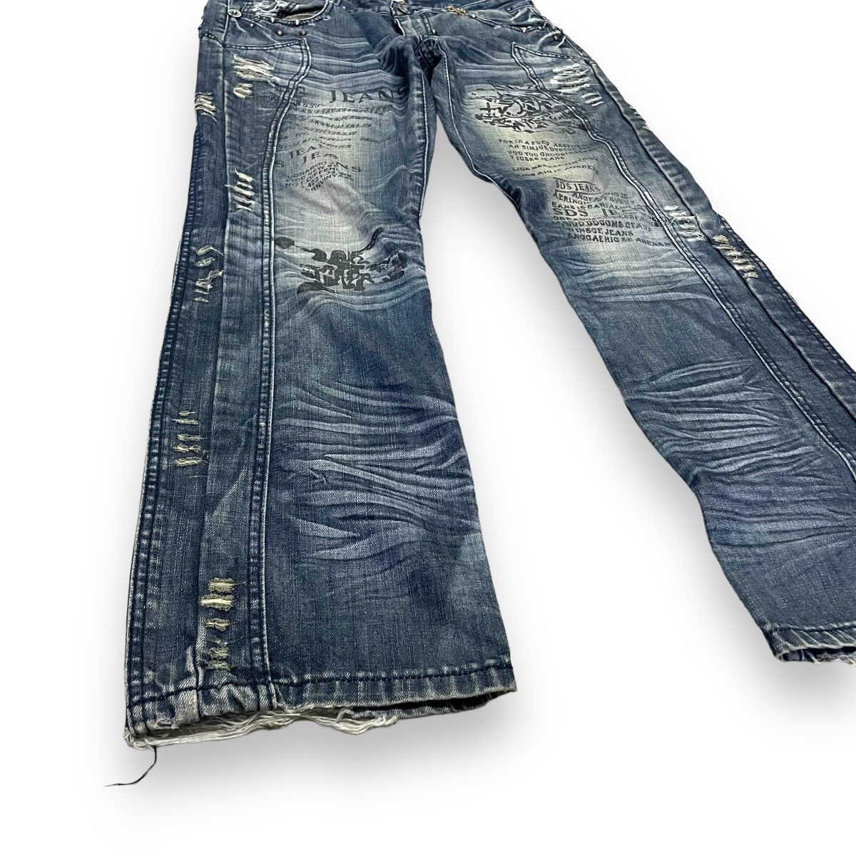 If Six Was Nine × Japanese Brand × Le Grande Bleu (L.G.B.) 🇯🇵 TSL JEANS POEM DISTRESSED DENIM PANTS Size US 35 - 6 Thumbnail