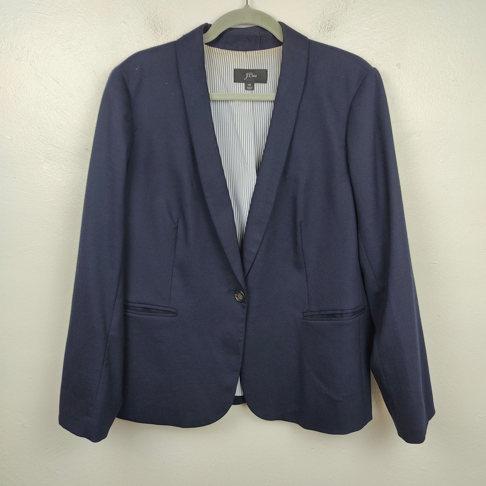 J.Crew J Crew Parke Wool Flannel Blazer Womens 16 Navy Blue Size XXL / US 16-18 / IT 52-54 - 1 Thumbnail