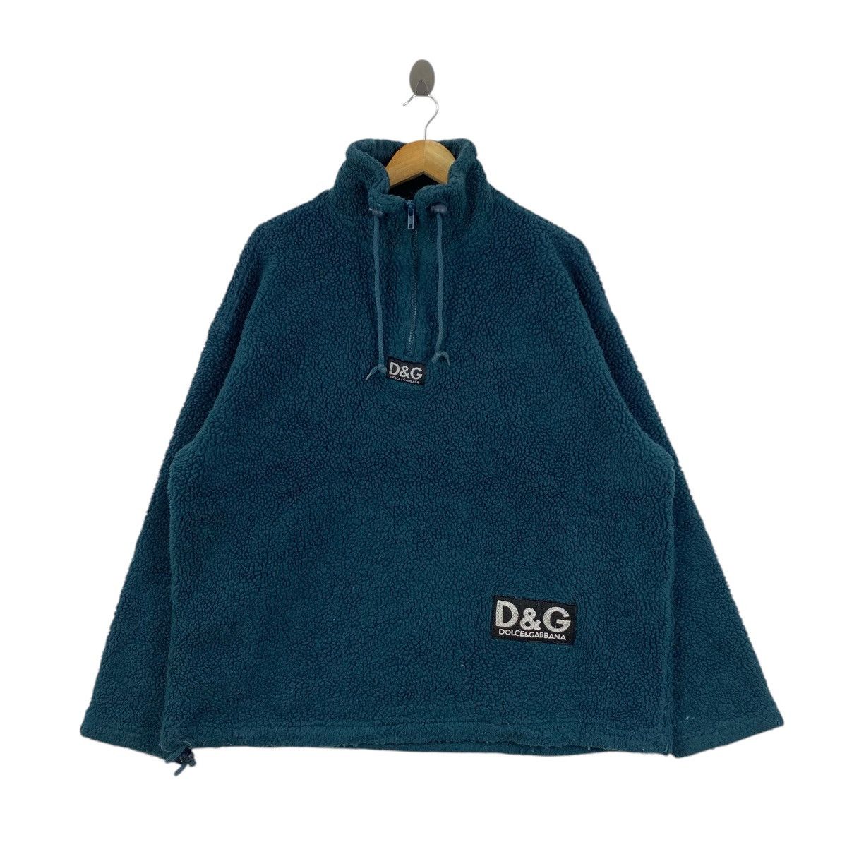 Dolce & Gabbana Vtg D&G Dolce & Gabbana Archive Sherpa Fleece 1/4 Zip Teal Size US XL / EU 56 / 4 - 1 Thumbnail