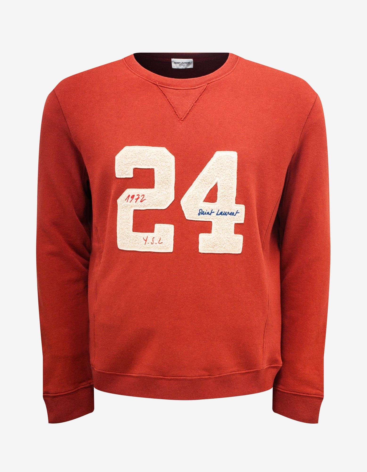 image of Saint Laurent Paris Red "24 Saint Laurent" Sweatshirt, Men's (Size Medium)