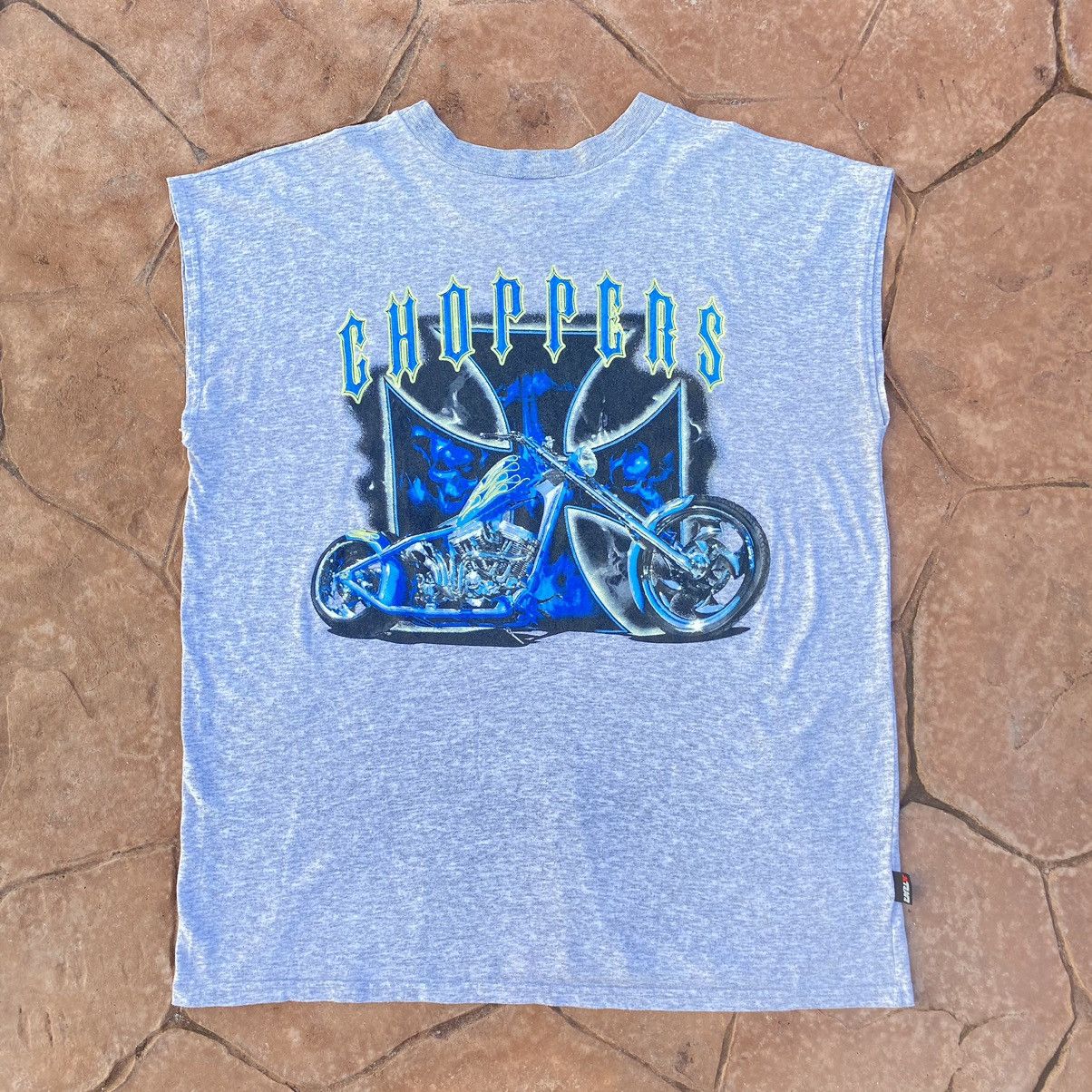 West Coast Choppers Vintage 90s Choppers Flame Sleeveless ERD GRUNGE BIKER TEE Size US XXL / EU 58 / 5 - 2 Thumbnail