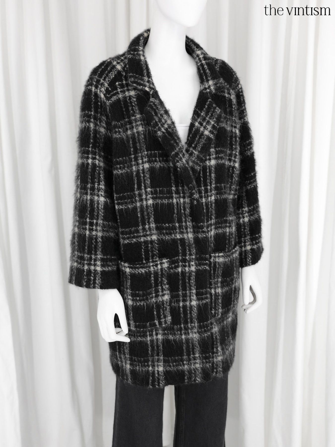 Ganni Ganni Grey Check Wool & Mohair Coat Scandi Oversized M/L Size M / US 6-8 / IT 42-44 - 1 Thumbnail