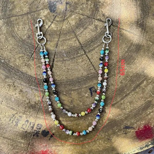 Jewelry Double Layer Colorful Lucky Beaded Wallet Chain, Pants Chain Size ONE SIZE - 3 Thumbnail
