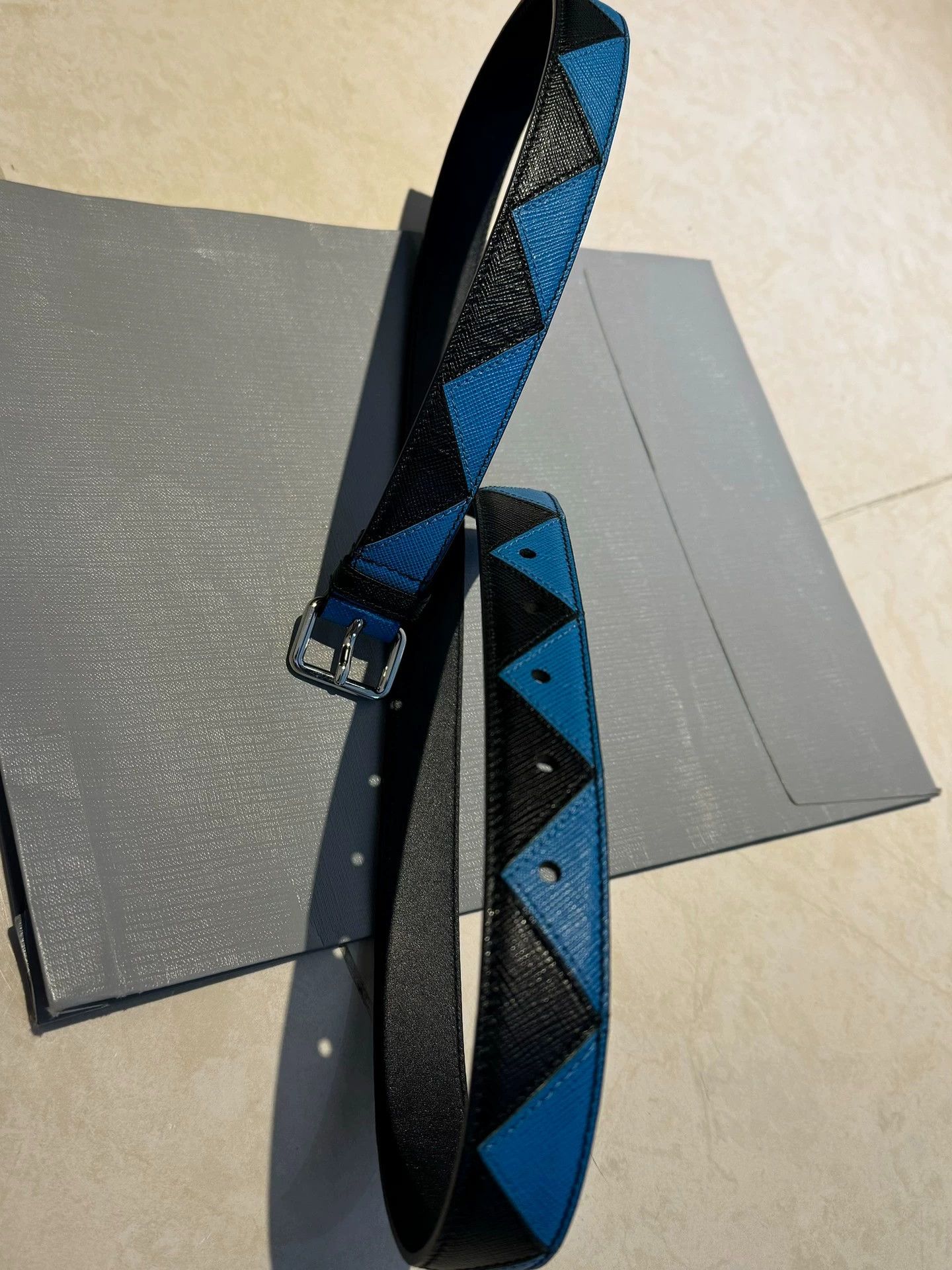 Prada Prada Checkerboard Belt Black & Blue Retro Punk Unisex Size ONE SIZE - 5 Thumbnail