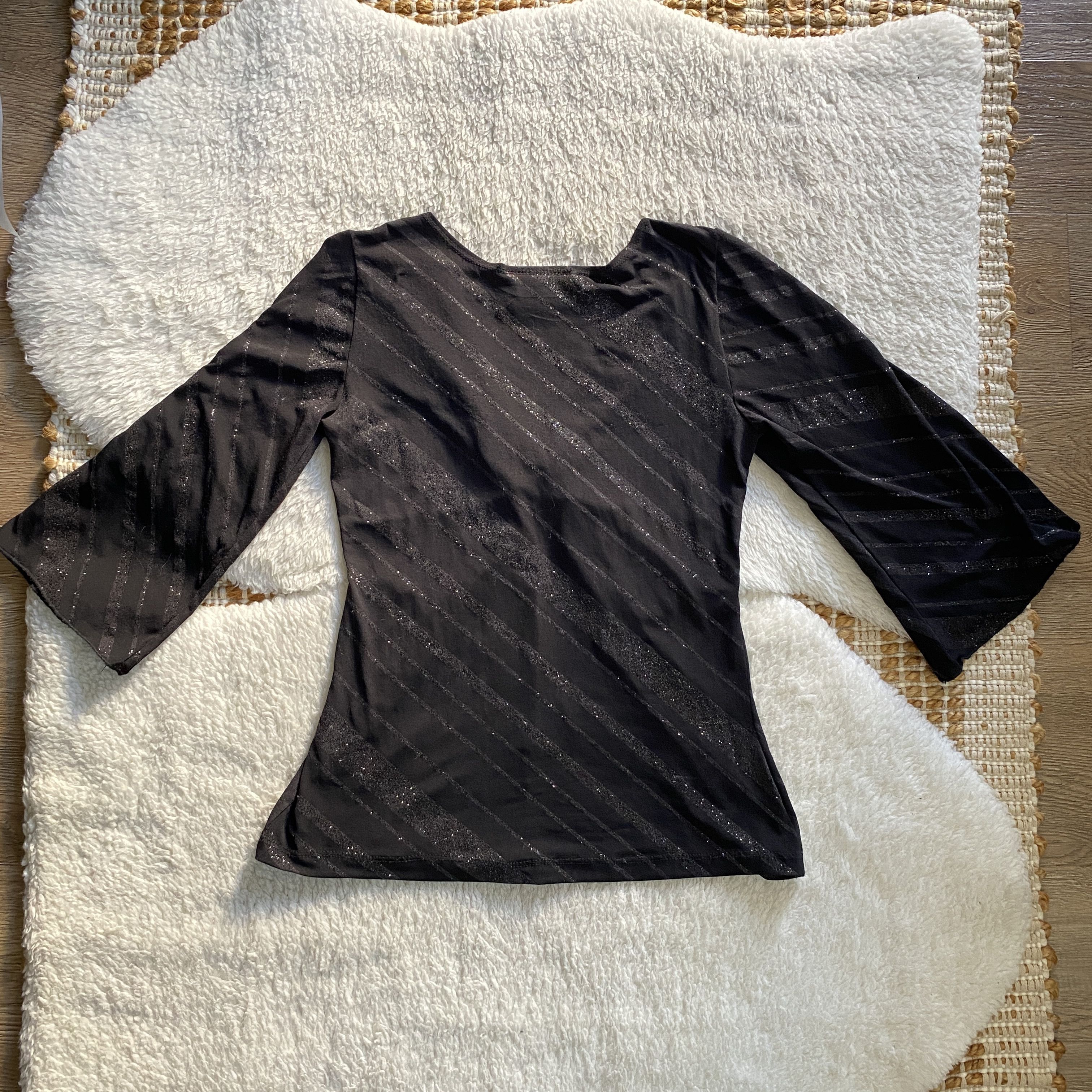 Other Vintage Carrie Allen Women’s Medium Black Glitter Top Size M / US 6-8 / IT 42-44 - 8 Thumbnail