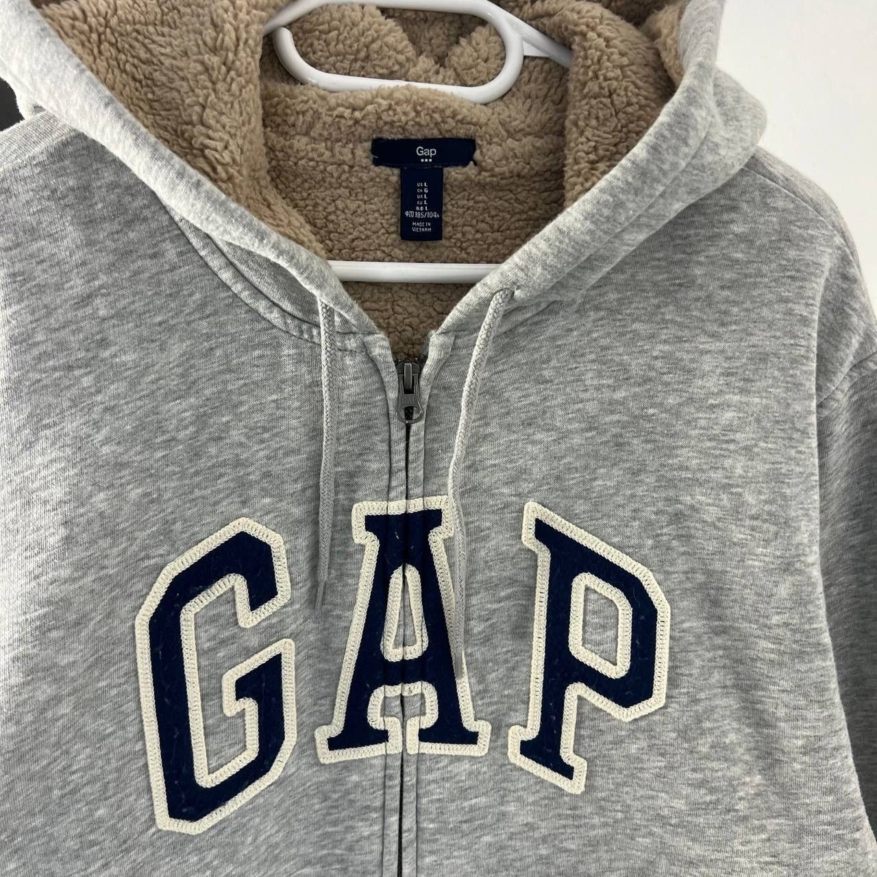 Vintage Y2K Gap Big Logo Teddy Fleece Zip Up Hoodie