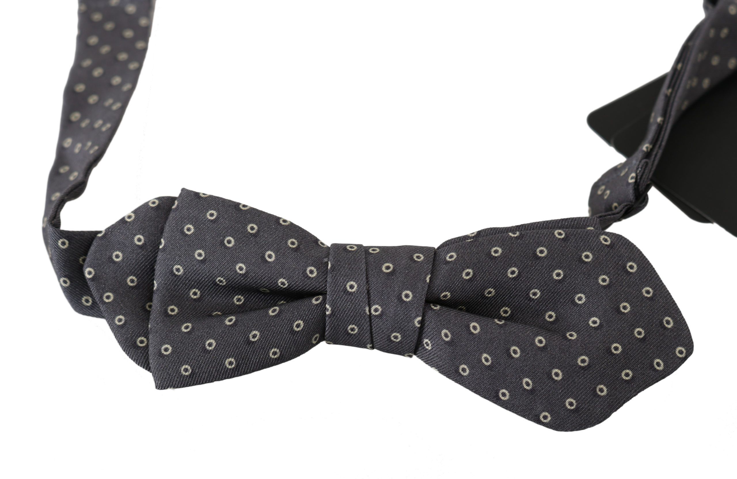 Dolce & Gabbana Elegant Silk Gray Circle Pattern Bow Men's Tie Size ONE SIZE - 1 Thumbnail