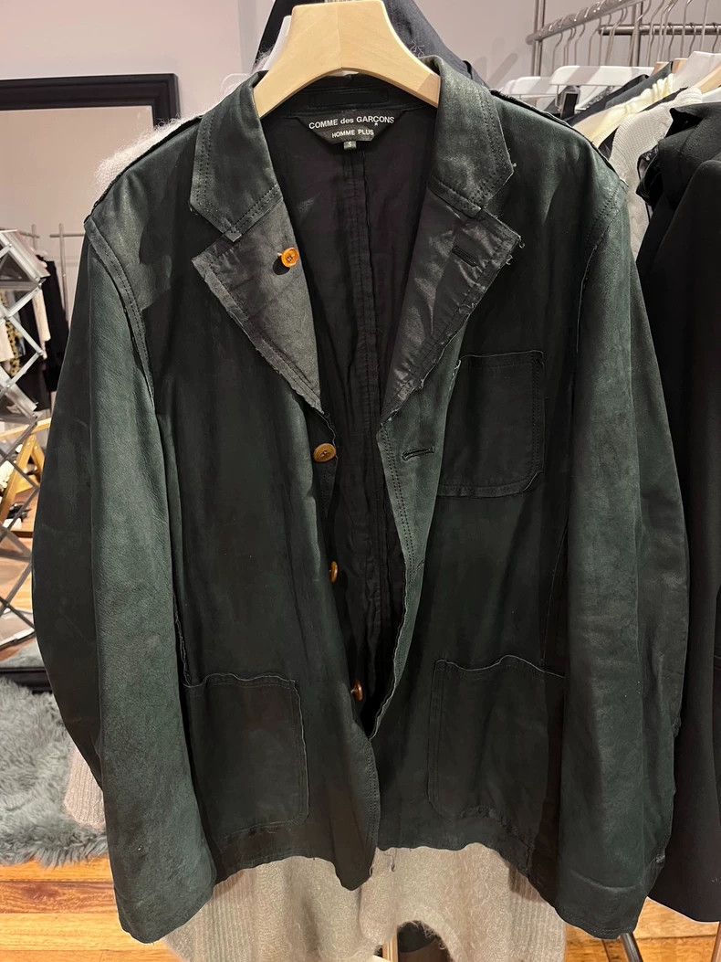 Comme des Garcons Comme Des Garcons Dark green matte cow leather jacket Size S / US 4 / IT 40 - 3 Thumbnail
