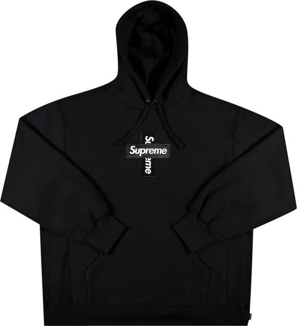 Supreme Supreme Cross Box Logo Hooded Sweatshirt Black | Grailed
