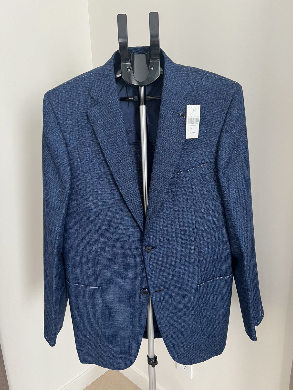 Brioni Brioni Mens 42L US / 52L IT Blue Textured Wool Blazer Jacket Size 42L - 1 Thumbnail