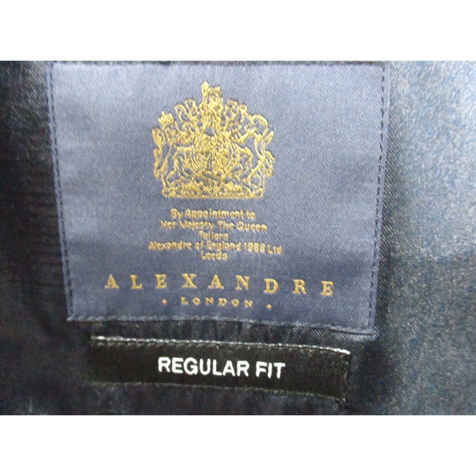 Vintage ALEXANDRE LONDON Tailored European Blazer JACKET 44 Short Black Gray Notch Lapel Single-Breasted 2-Button Mens Blazer Size 44R - 7 Thumbnail