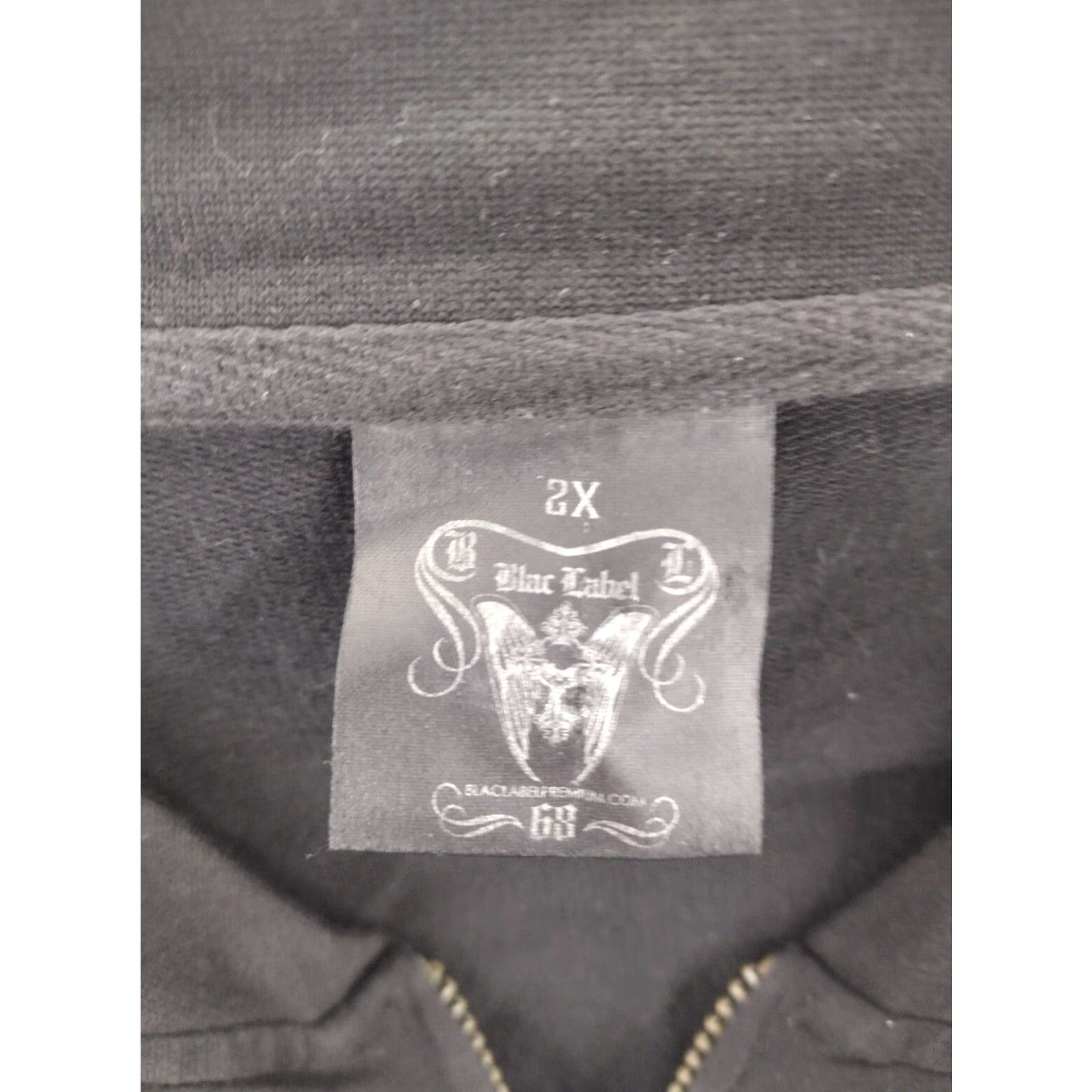 Vintage Black Label Bomber Jacket Mens 2XL Full Zip Black Softshell "Hell Has Three Gates" Size US XXL / EU 58 / 5 - 7 Thumbnail