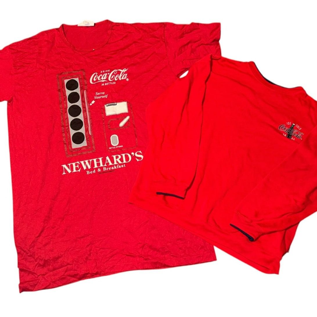 Coca Cola 2pc VTG Coca Cola Crewneck Sweatshirt Red Single Stitch XL Size US XL / EU 56 / 4 - 1 Thumbnail