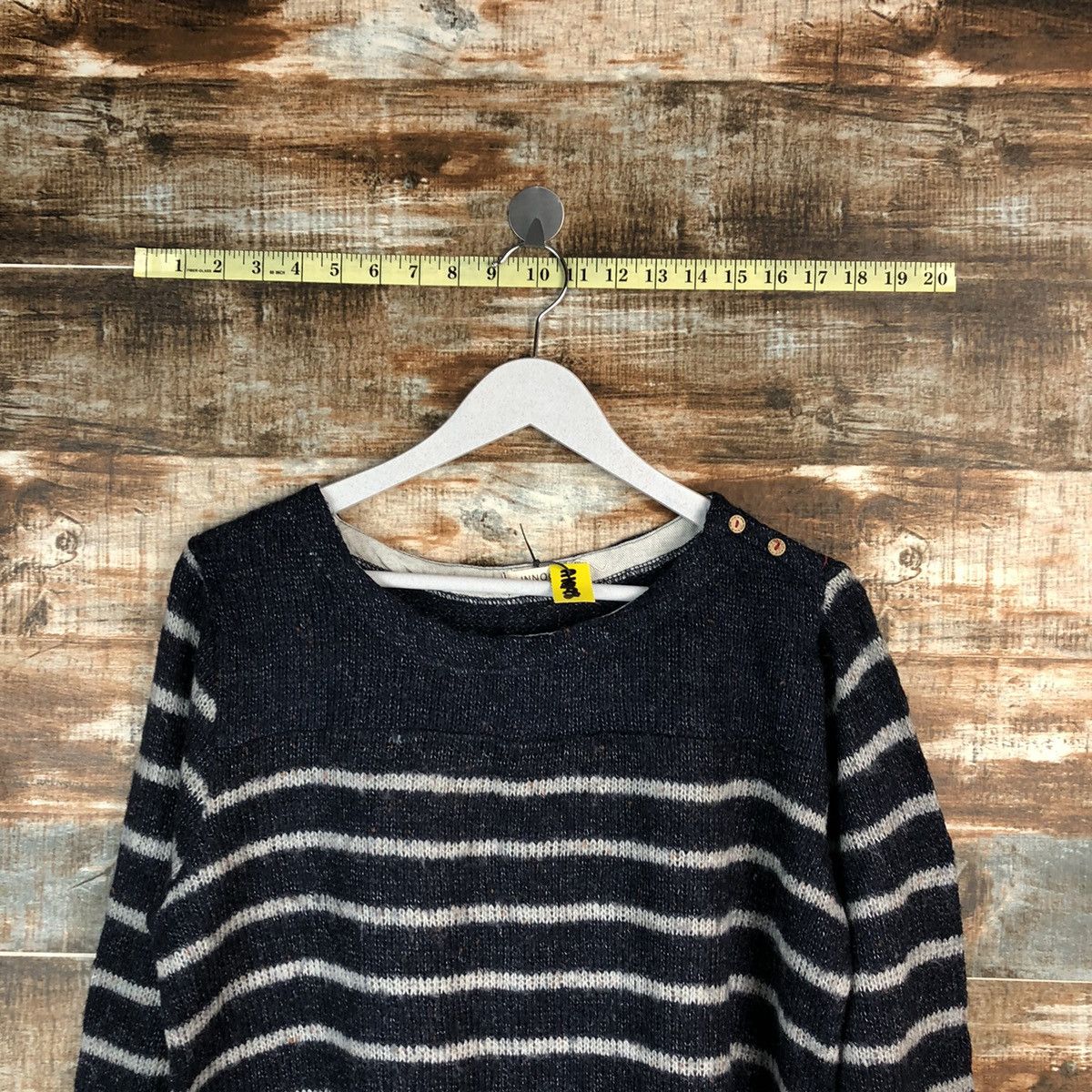 Japanese Brand × OVER THE STRiPES Innoce Dark Blue Stripe Knitwear #A1698 Size L / US 10 / IT 46 - 4 Thumbnail